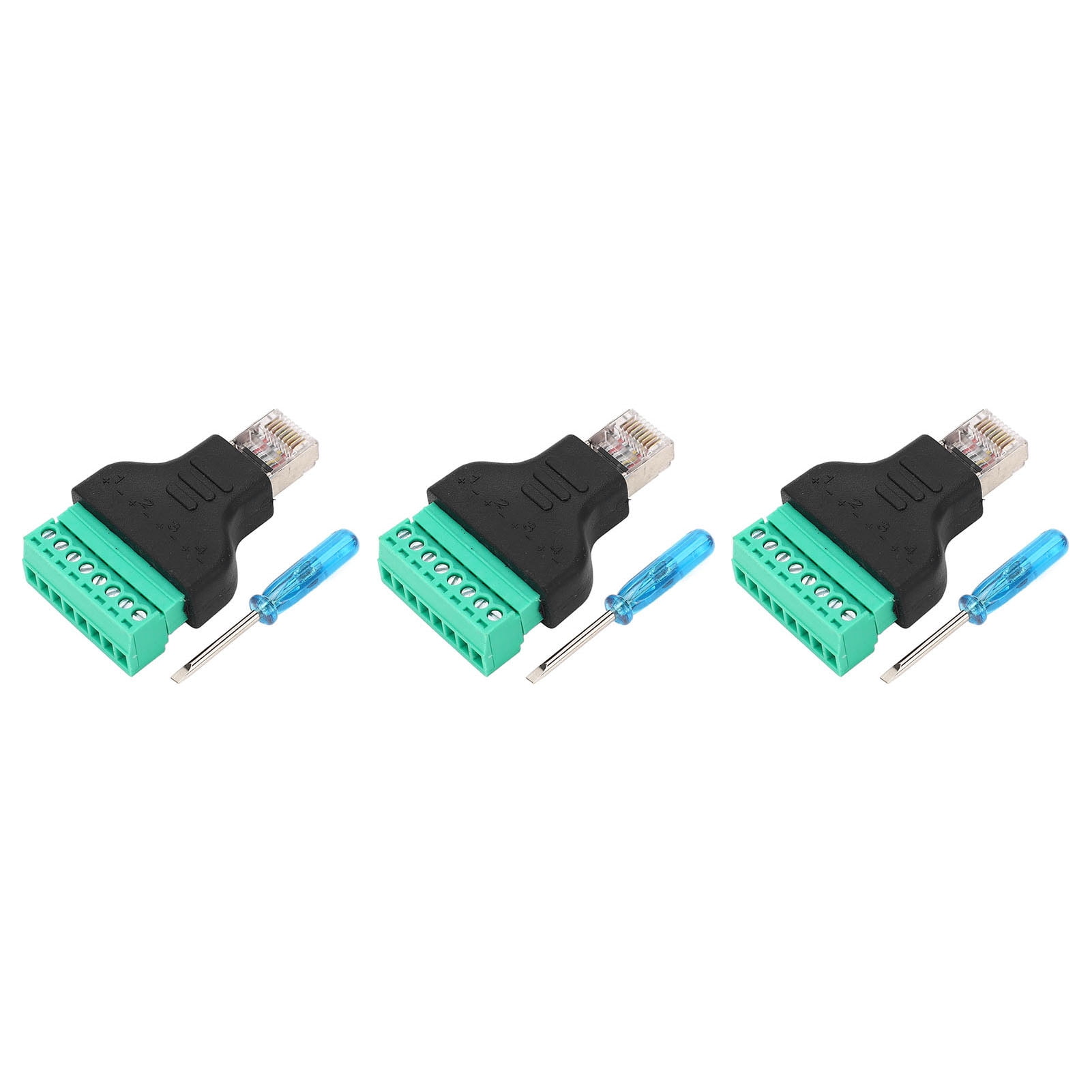 3Pcs RJ45 Screw Terminal Adapter RJ45 Female Thread To 8 Pin Network