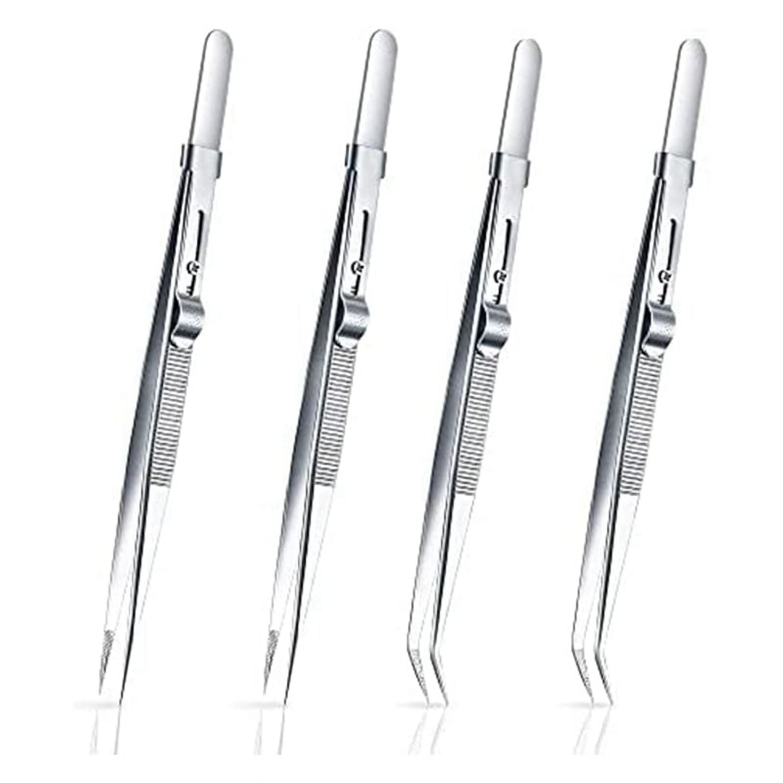 4 Pack Diamond And Jewelry Tweezers Fine Point Tip Straight Tweezer And