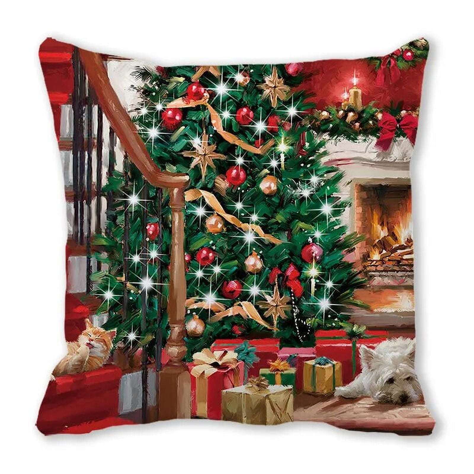 Cm Cartoon Santa Claus Elk Snowman Printed Cushion Cover For