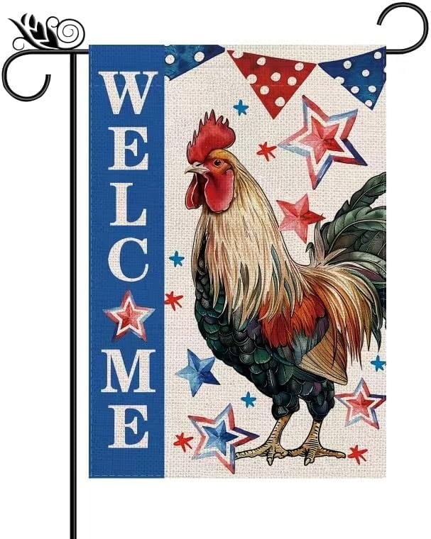 Th Of July Garden Flag Chicken Double Sided Usa Flag Patriotic