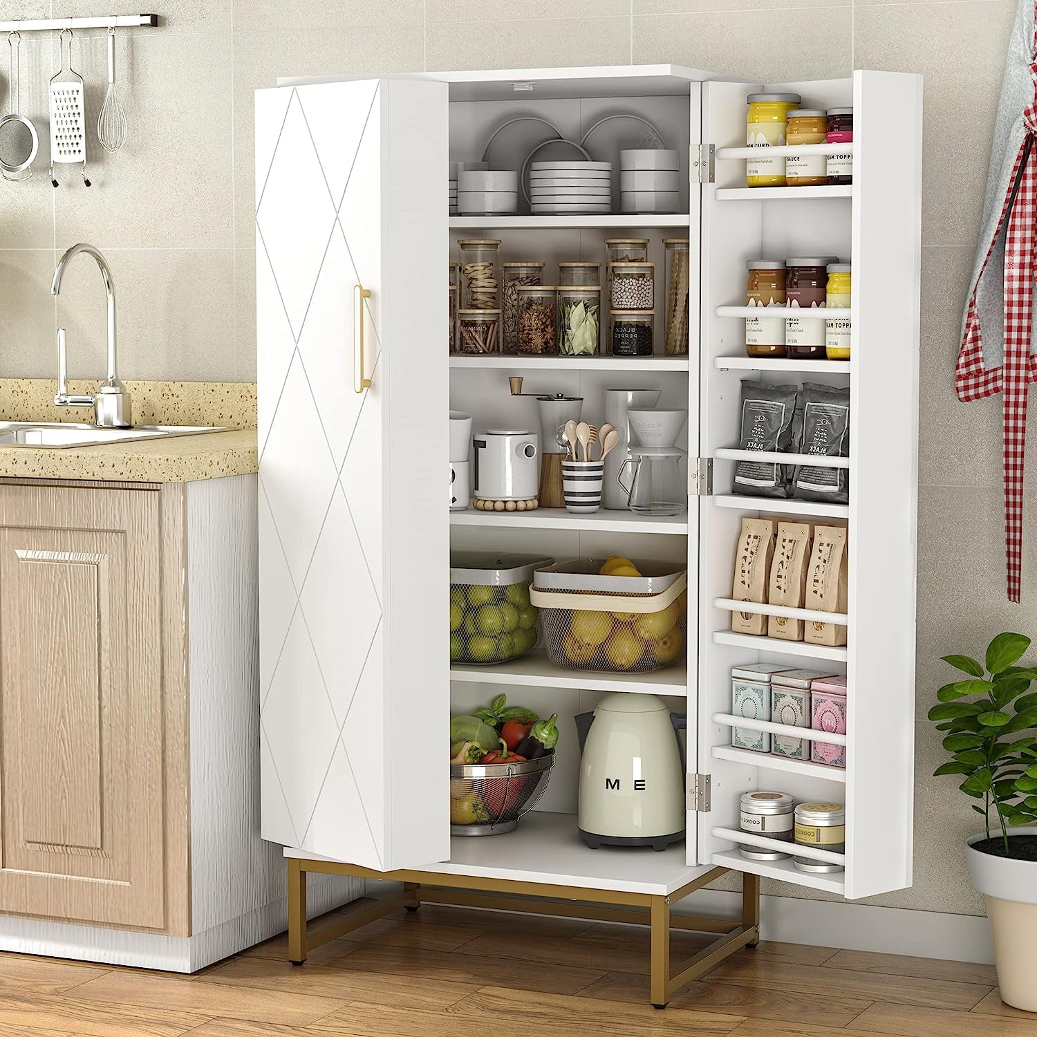 51 Pantry Cabinets White Freestanding Kitchen Pantry Storage Cabinet