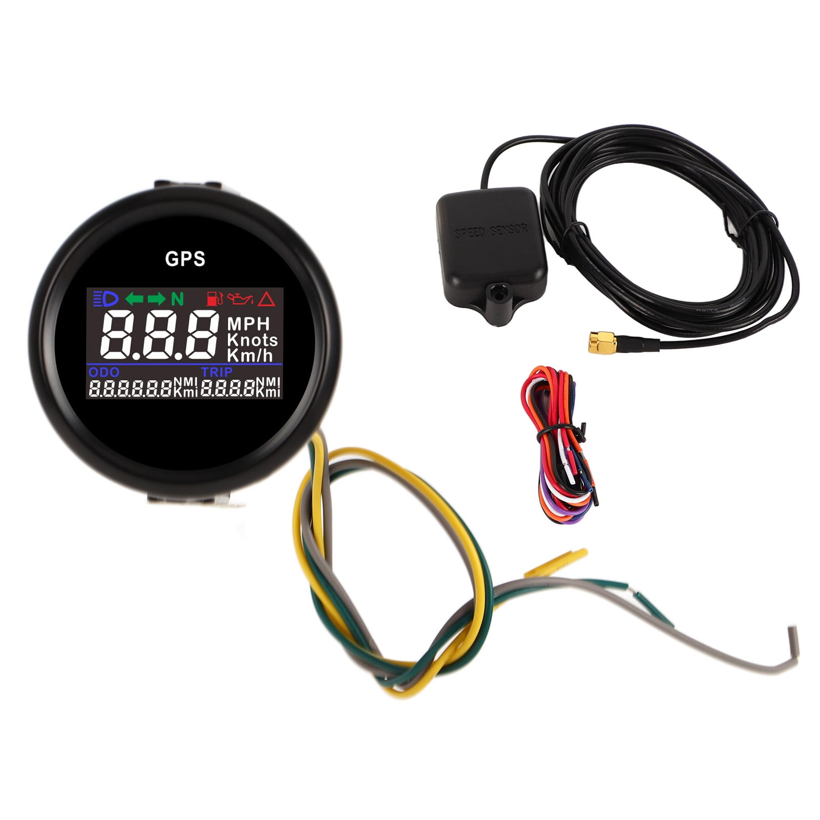 52mm Digital GPS Speedometer Speed Odometer Gauge With Overspeed Alarm