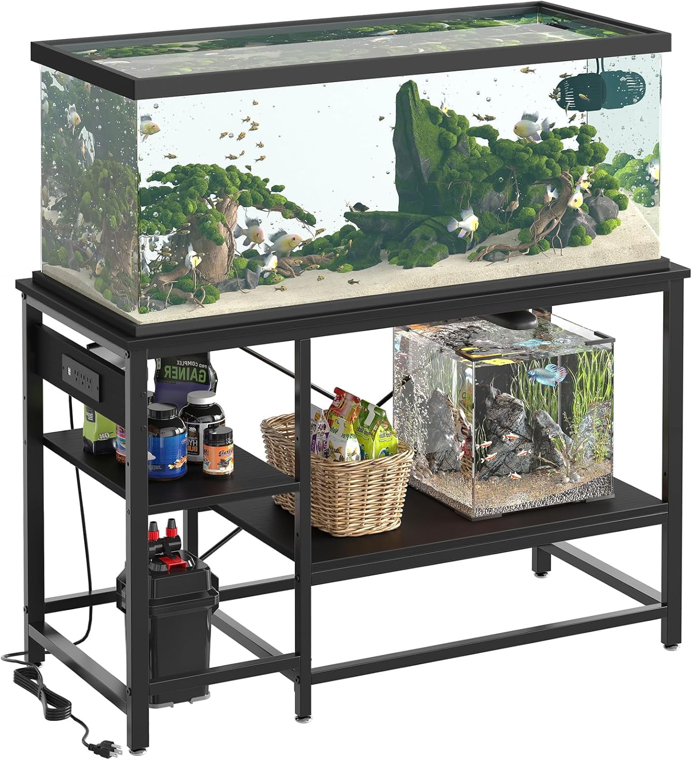 Gallon Fish Tank Stand With Power Outlet X Metal Aquarium Stand