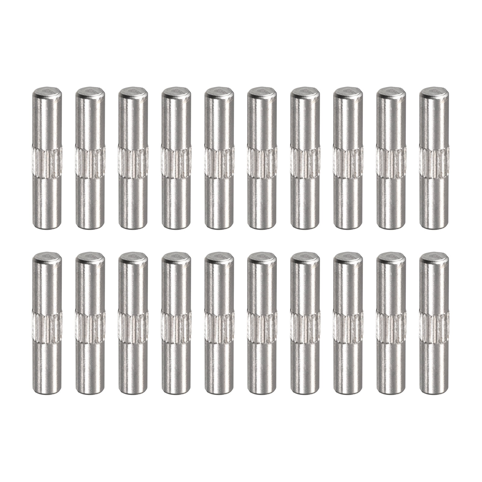 5x25mm 304 Stainless Steel Dowel Pins 20 Pack Center Knurled Flat