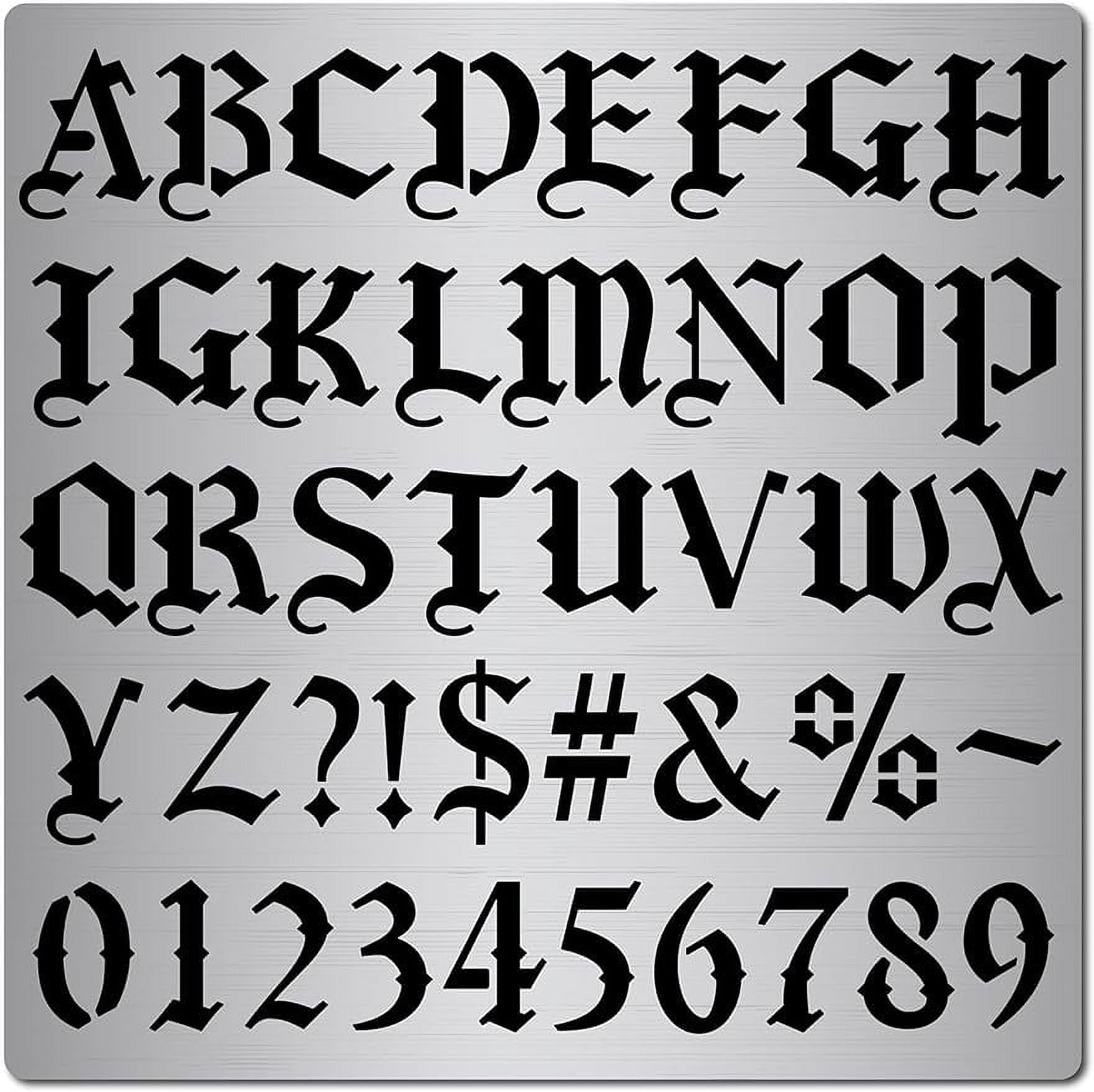 Inch Metal Gothic Font Lettering Stencil Stainless Steel Old