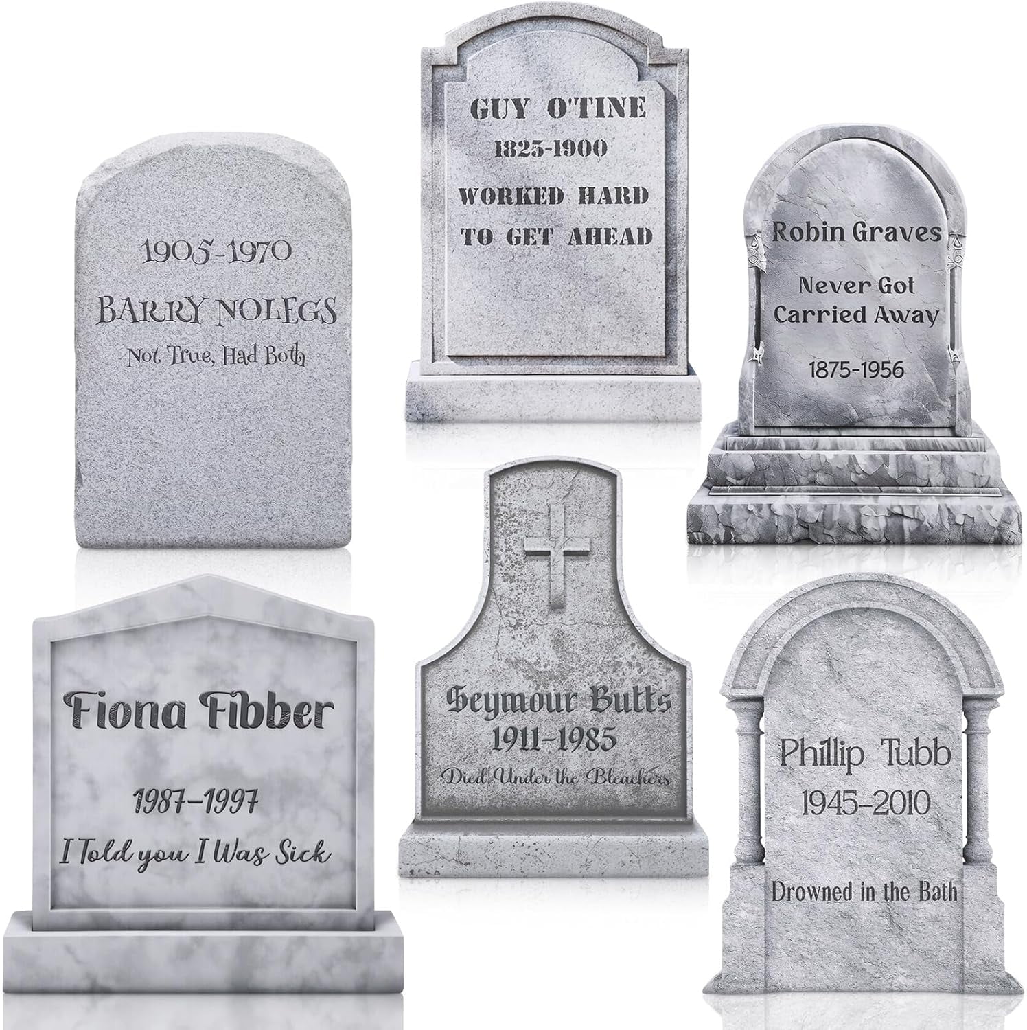 6 Pcs Funny Halloween Yard Signs Humor Gravestone Headstone Outdoor