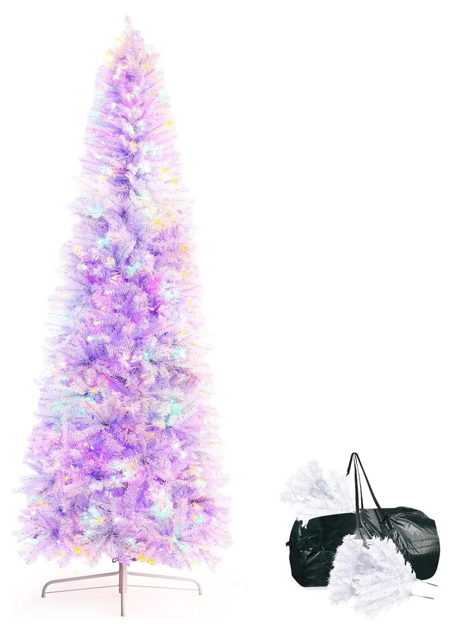 Ft White Pencil Christmas Tree With Four Color Led Lights