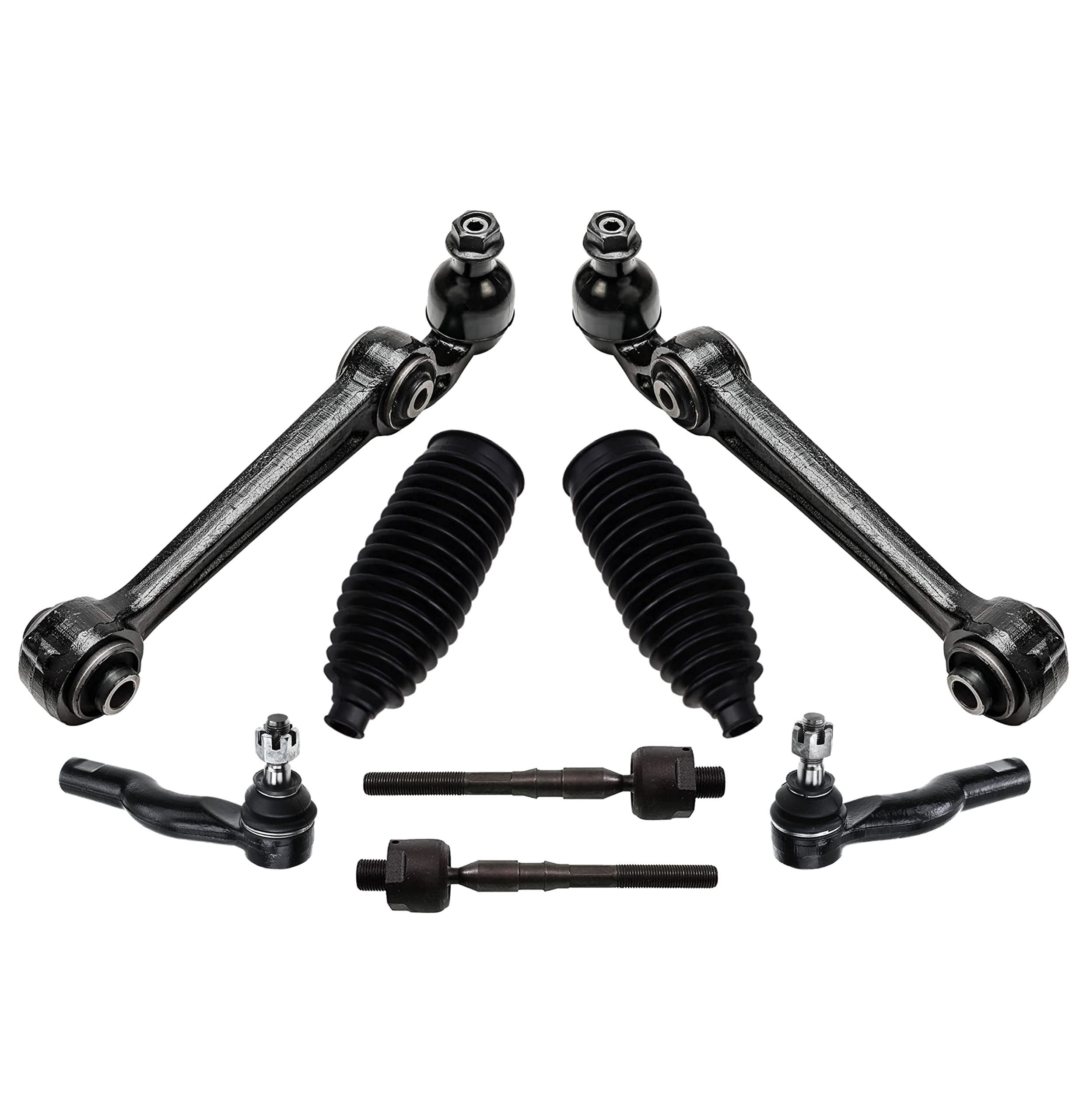 8 Pc Front Inner Outer Tie Rod Ends With Bellow Boots Lower Control