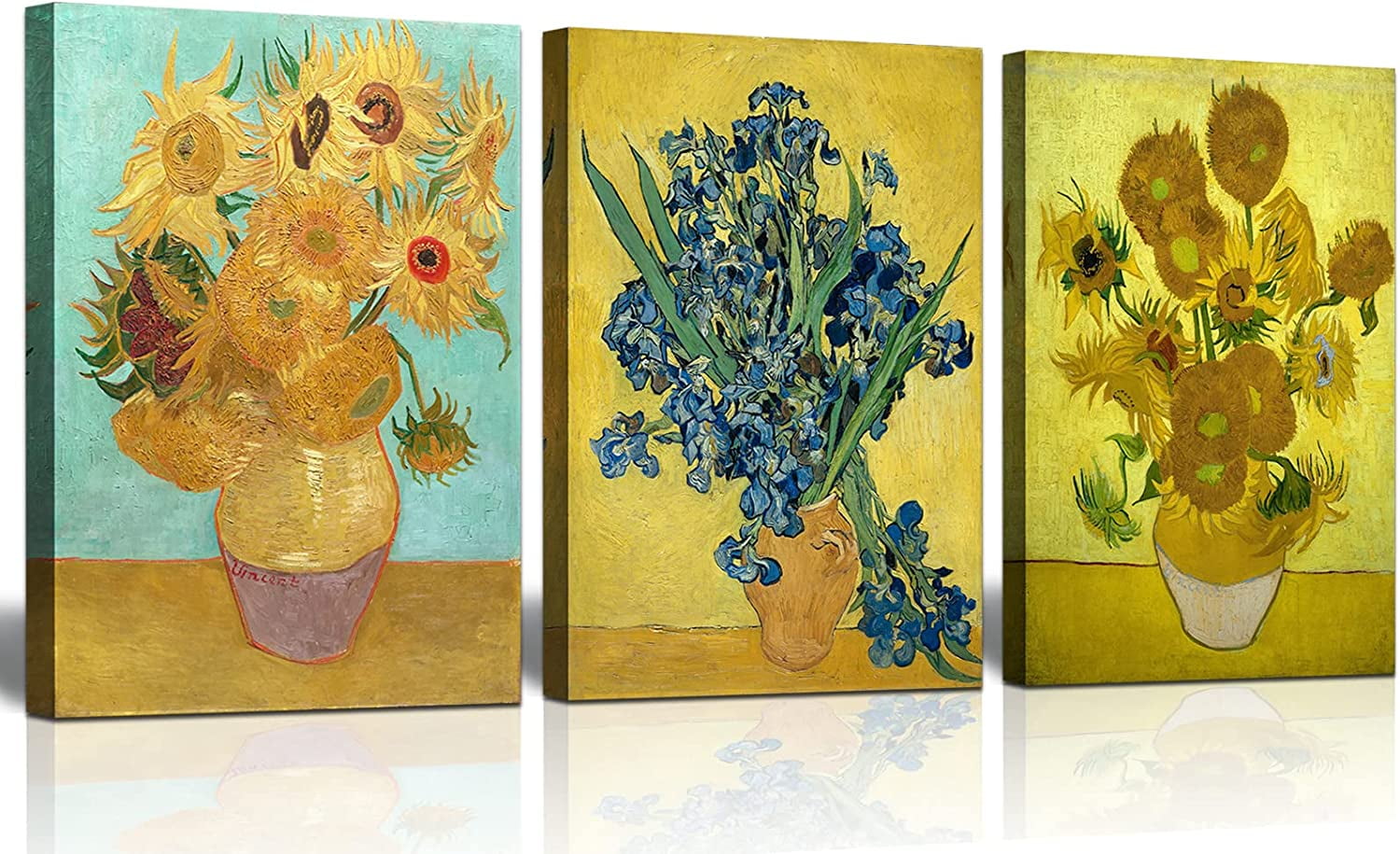 Aaberic Panel Sunflower And Irises By Vincent Van Gogh Oil Paintings