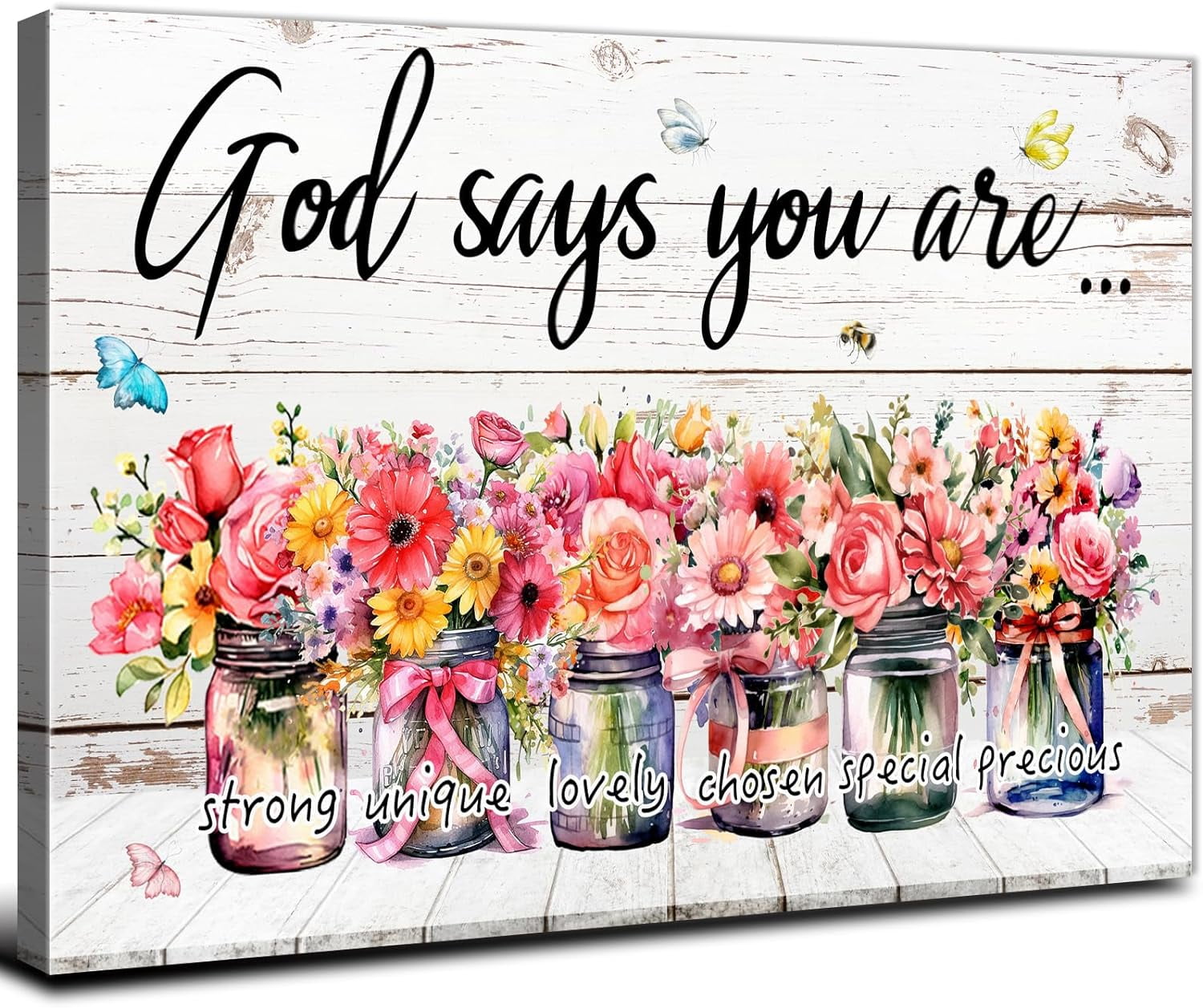 AAzaqTin Inspirational Wall Art Bible Verse Mason Jar Wall Decor God