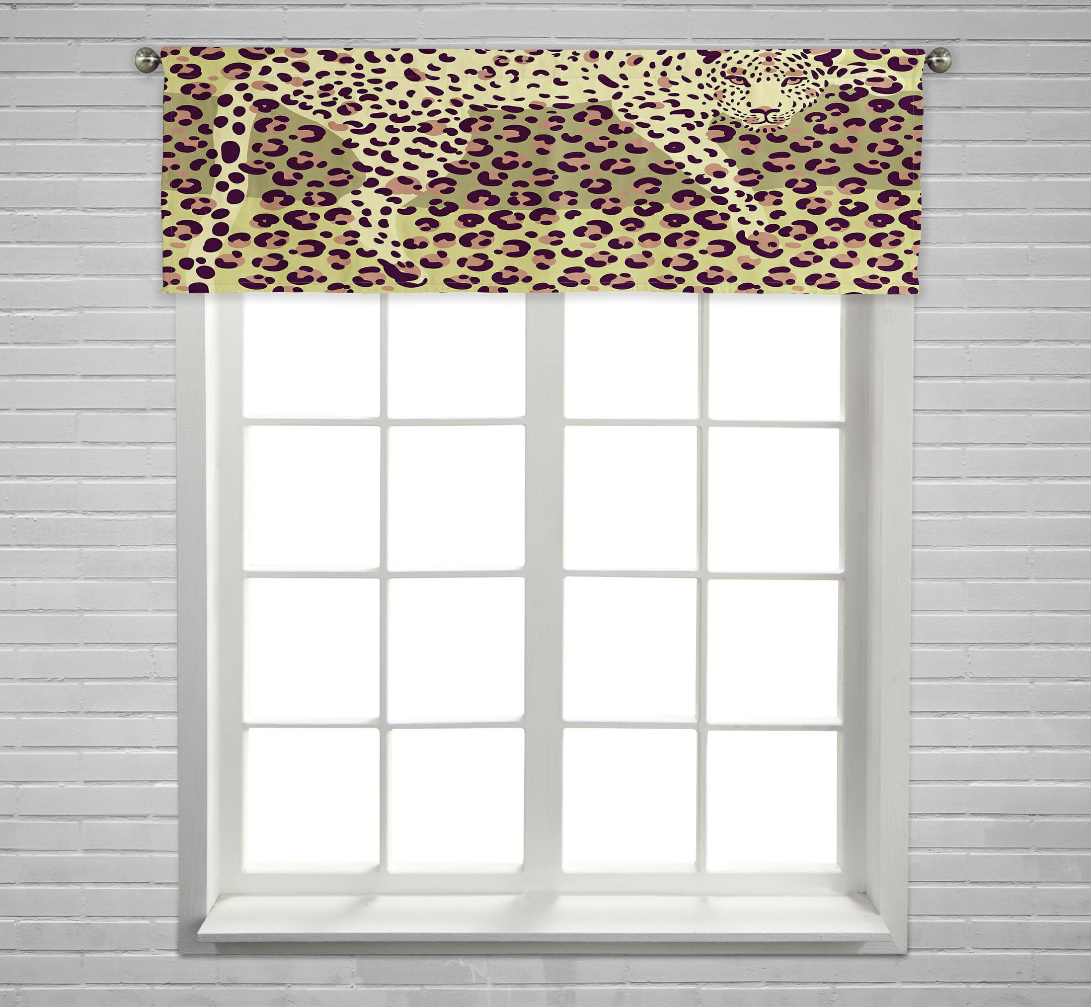 Abphqto Leopard Print Silhouette Of The Leopard Window Curtain Valance