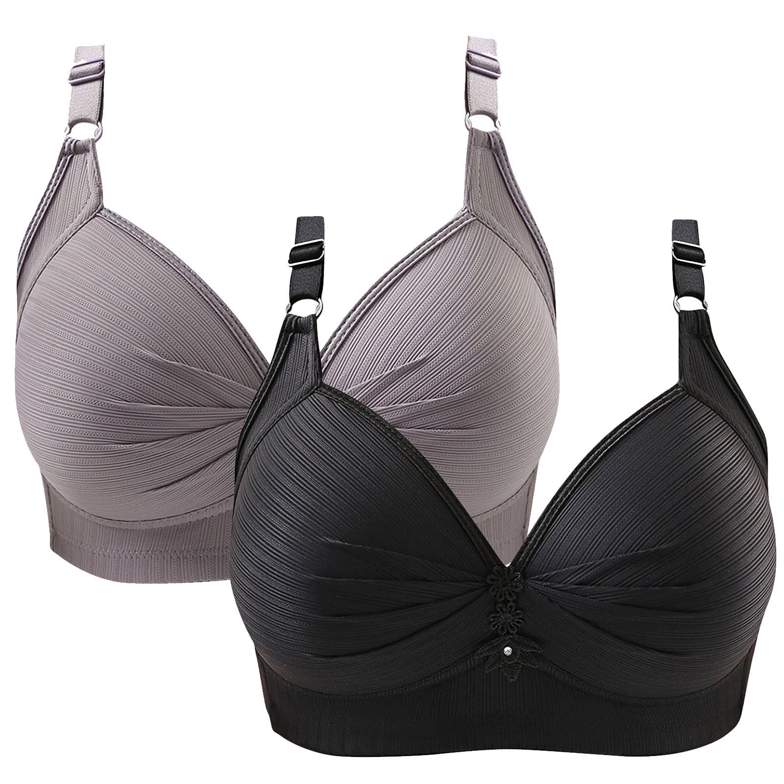 AMDWOV Cotton Bras For Women 2Pcs Woman S Fashion Plus Size Wire Free