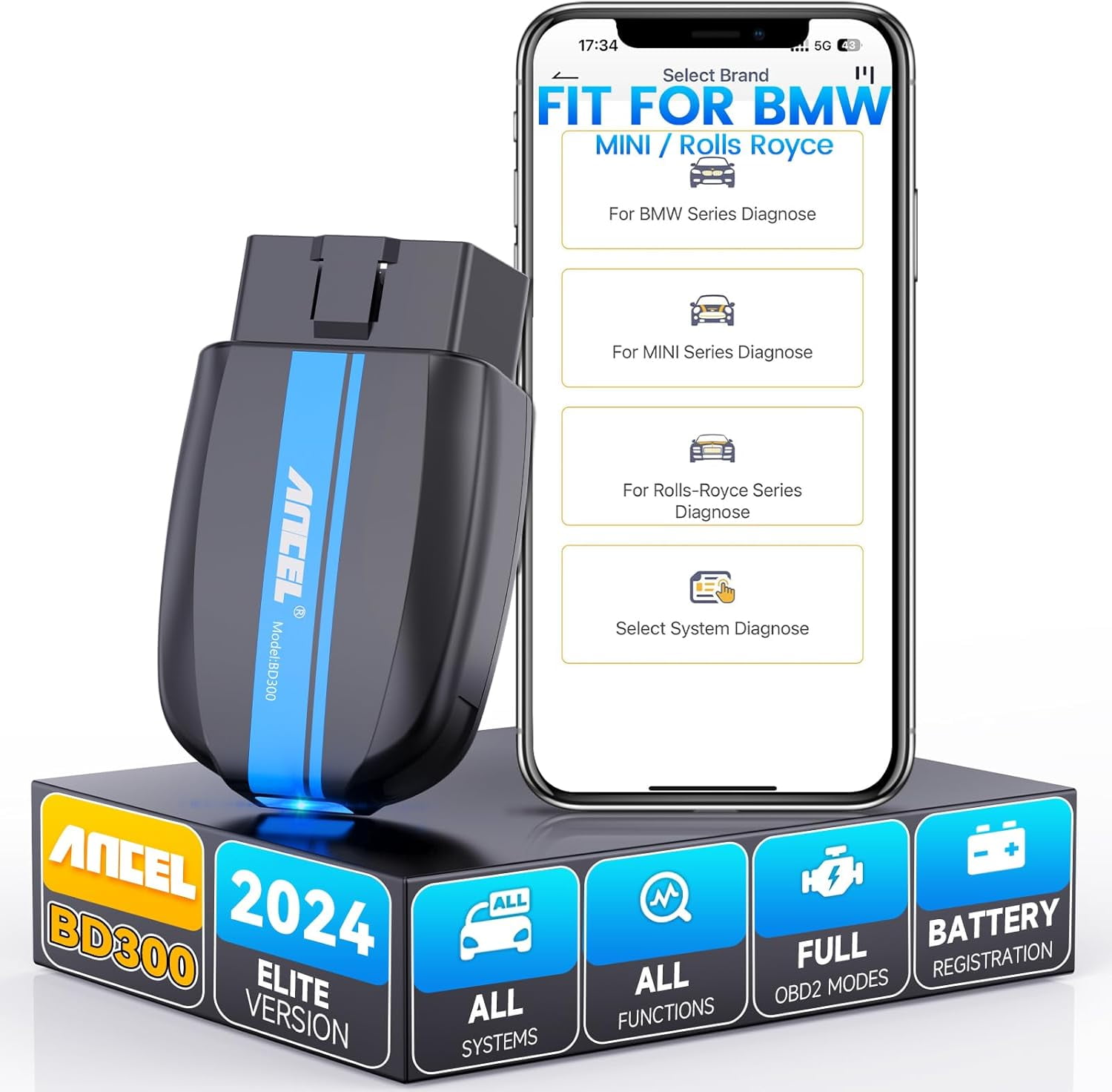 ANCEL BD300 OBD2 Scanner Bluetooth Fits For BMW Full System Code Reader