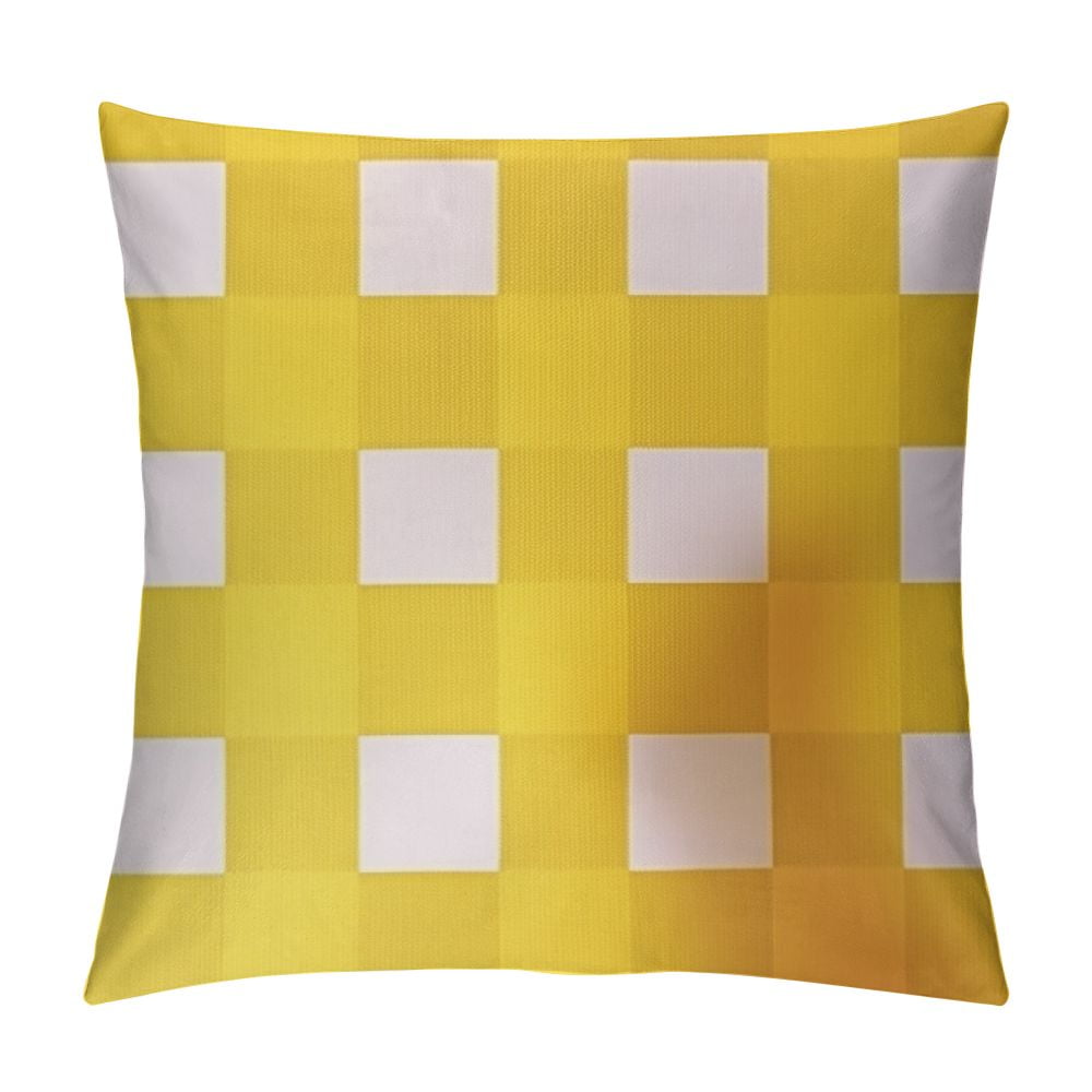 HENGT Lemon Yellow And White Buffalo Check Plaid Throw Pillow Covers