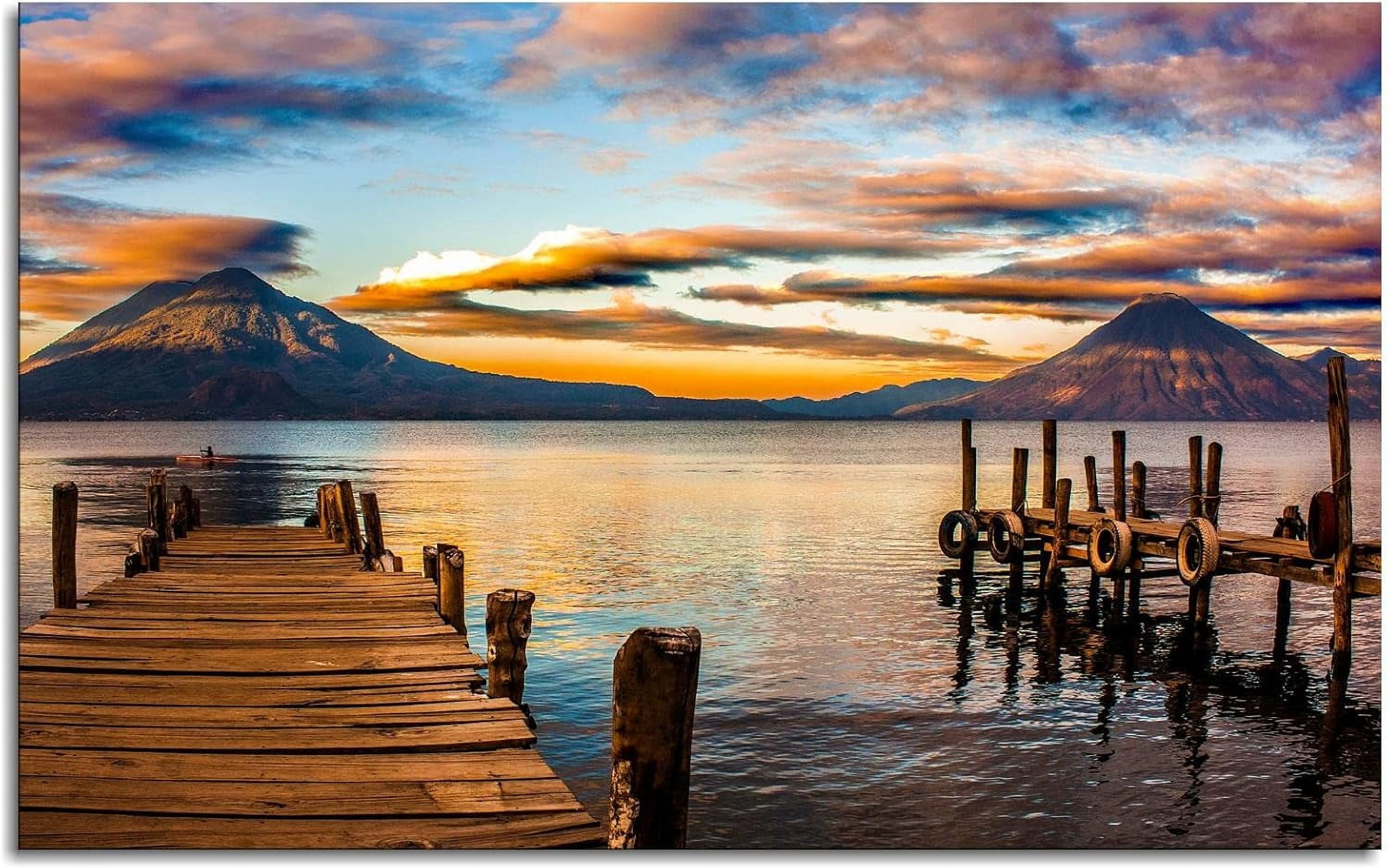 AVOI Guatemala Lake Atitlan Canvas Wall Art Landscape Posters Pictures