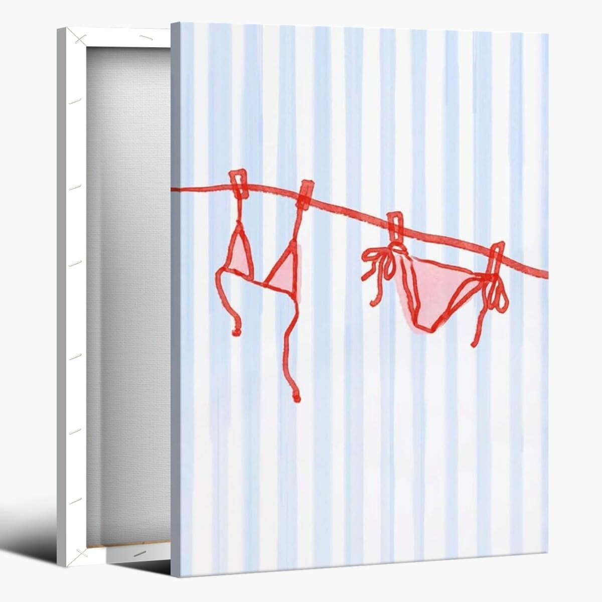 AXXPosters Cute Pink Bikini Canvas Prints Posters Inspirational Vintage Beach Room Wall Decor