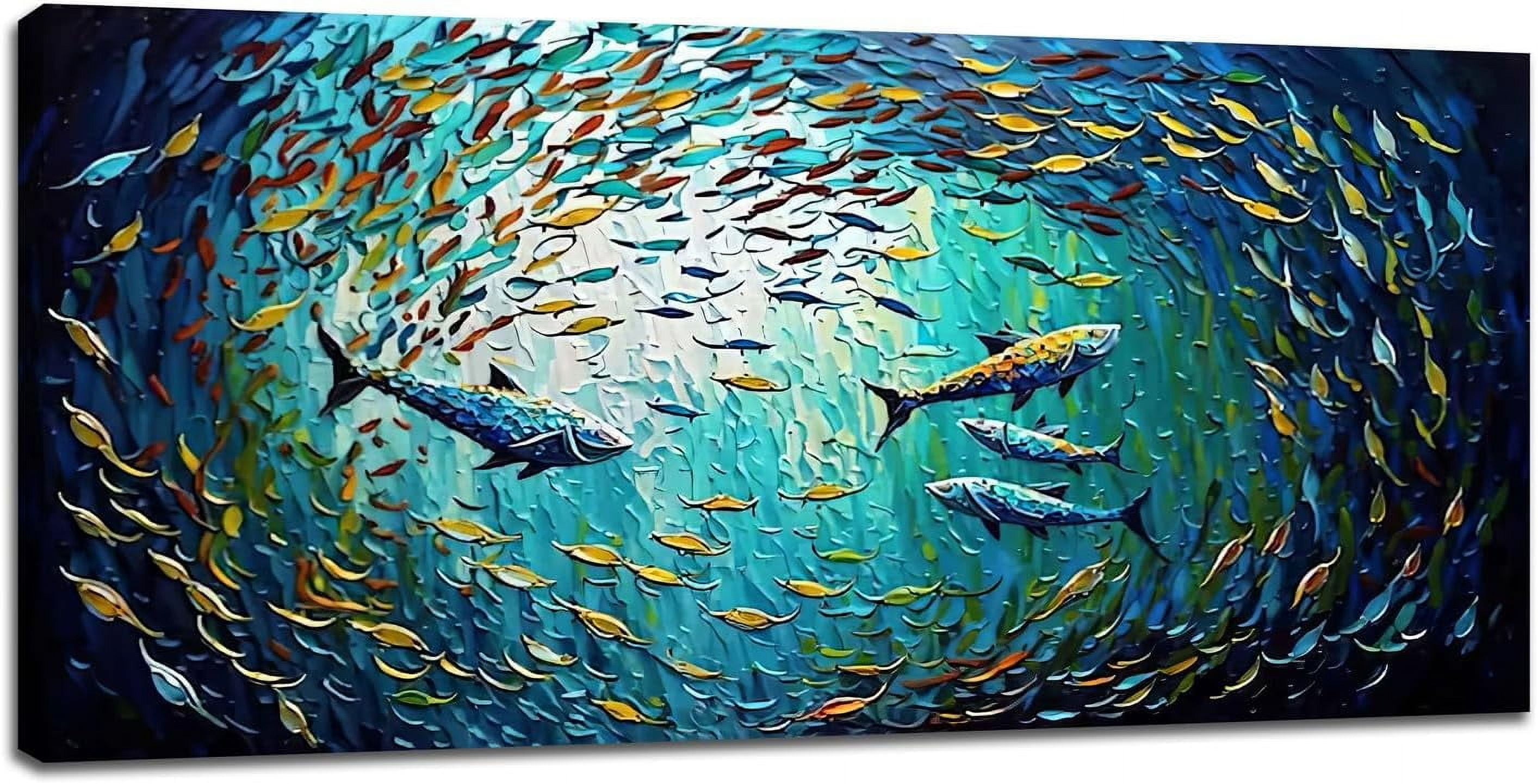 Aatoeax Ocean Fish Wall Art Nautical Sea Fish Pictures Wall Decor