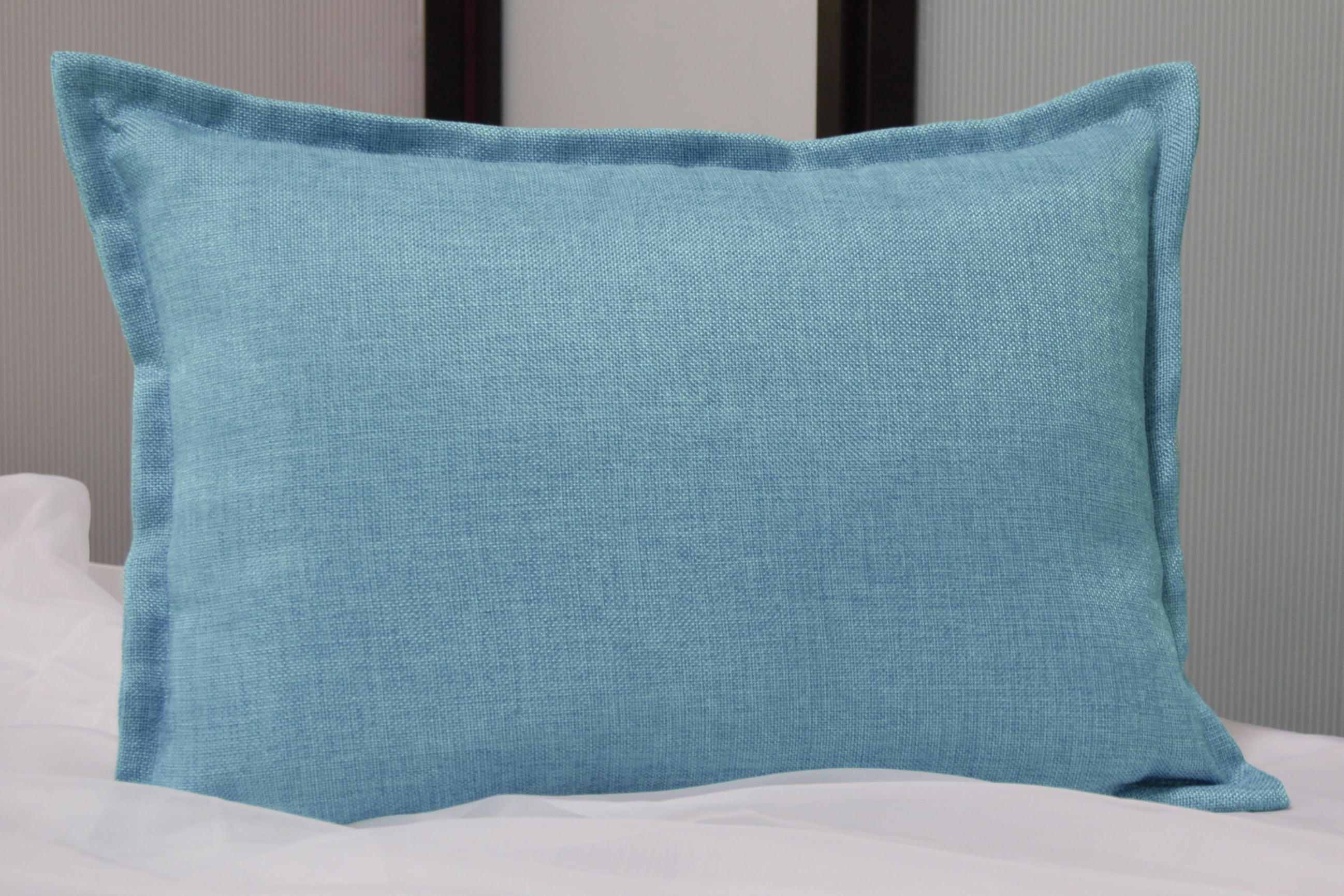 Aiking Home 12 X24 Solid Faux Linen Throw Pillow COVER Baby Blue