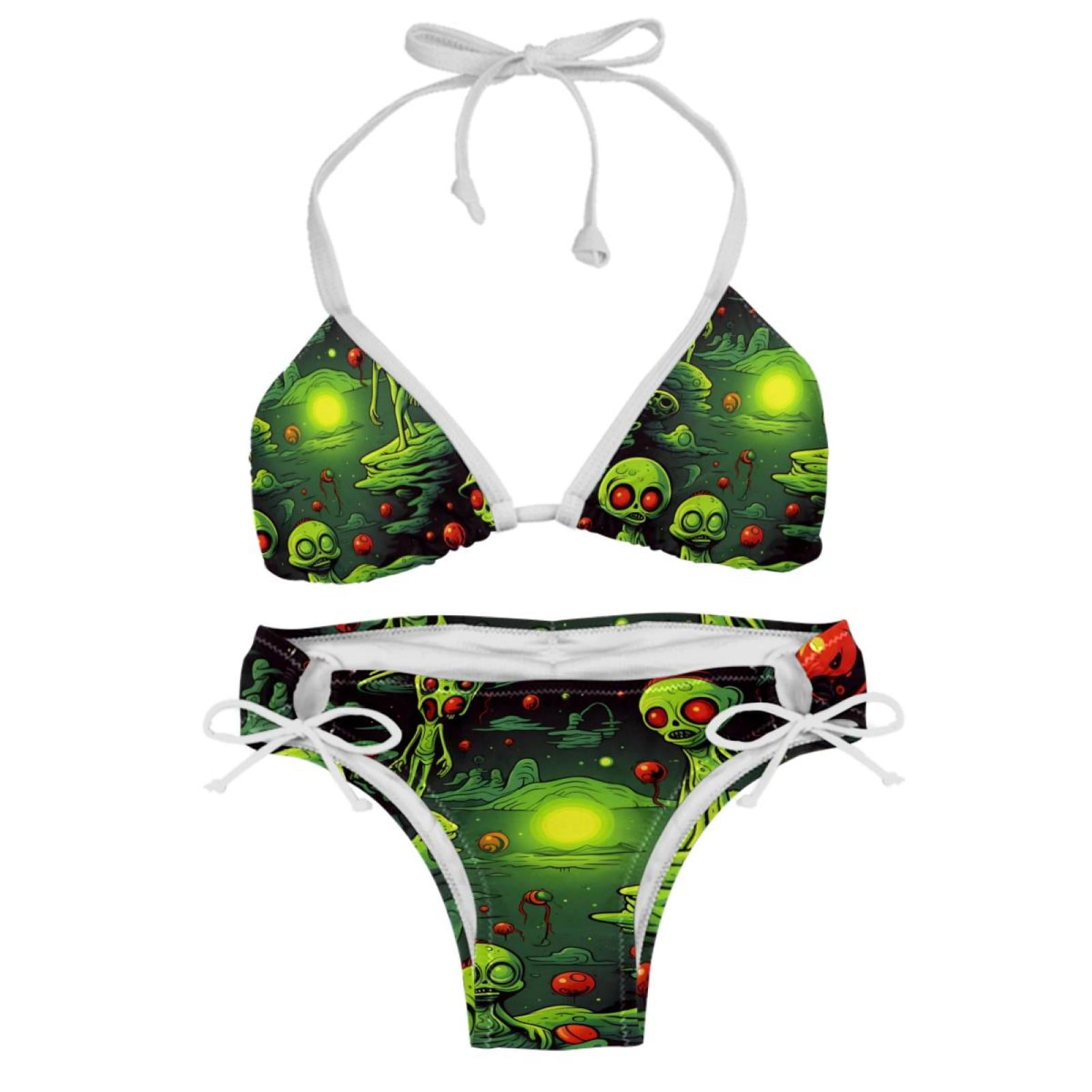 Alien Adjustable Strap Detachable Sponge Bikini Set Two Pack For