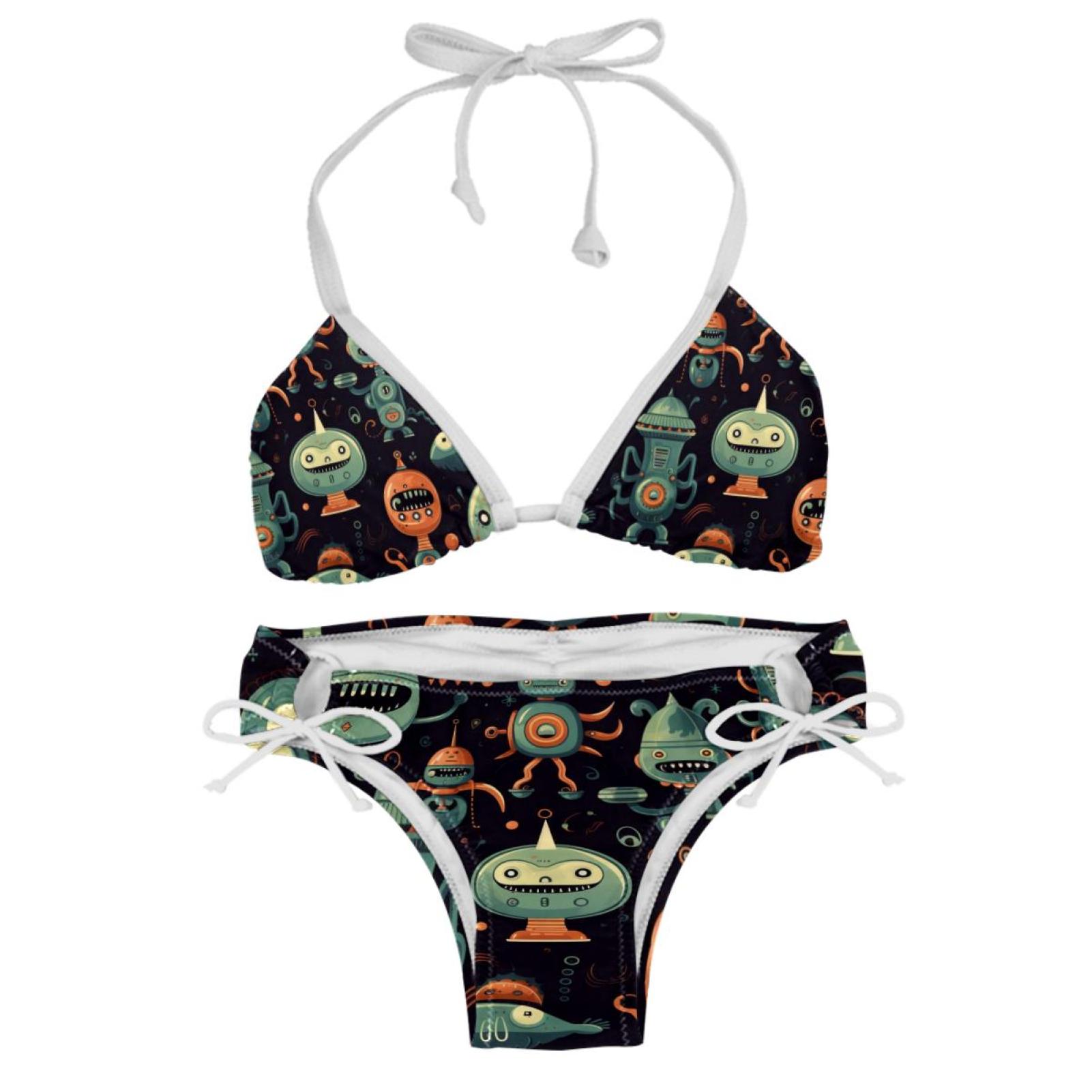 Alien Detachable Sponge Adjustable Strap Bikini Set Two Pack Swim