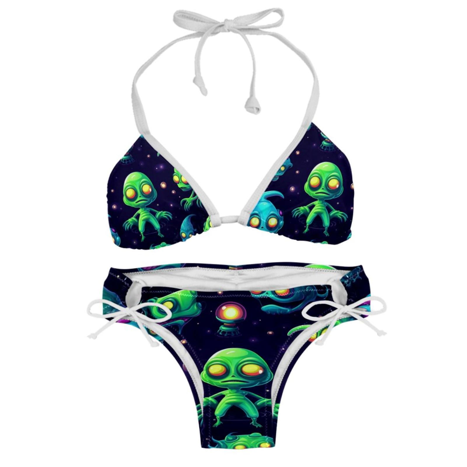 Alien Detachable Sponge Adjustable Strap Bikini Set Two Pack Swim Suit