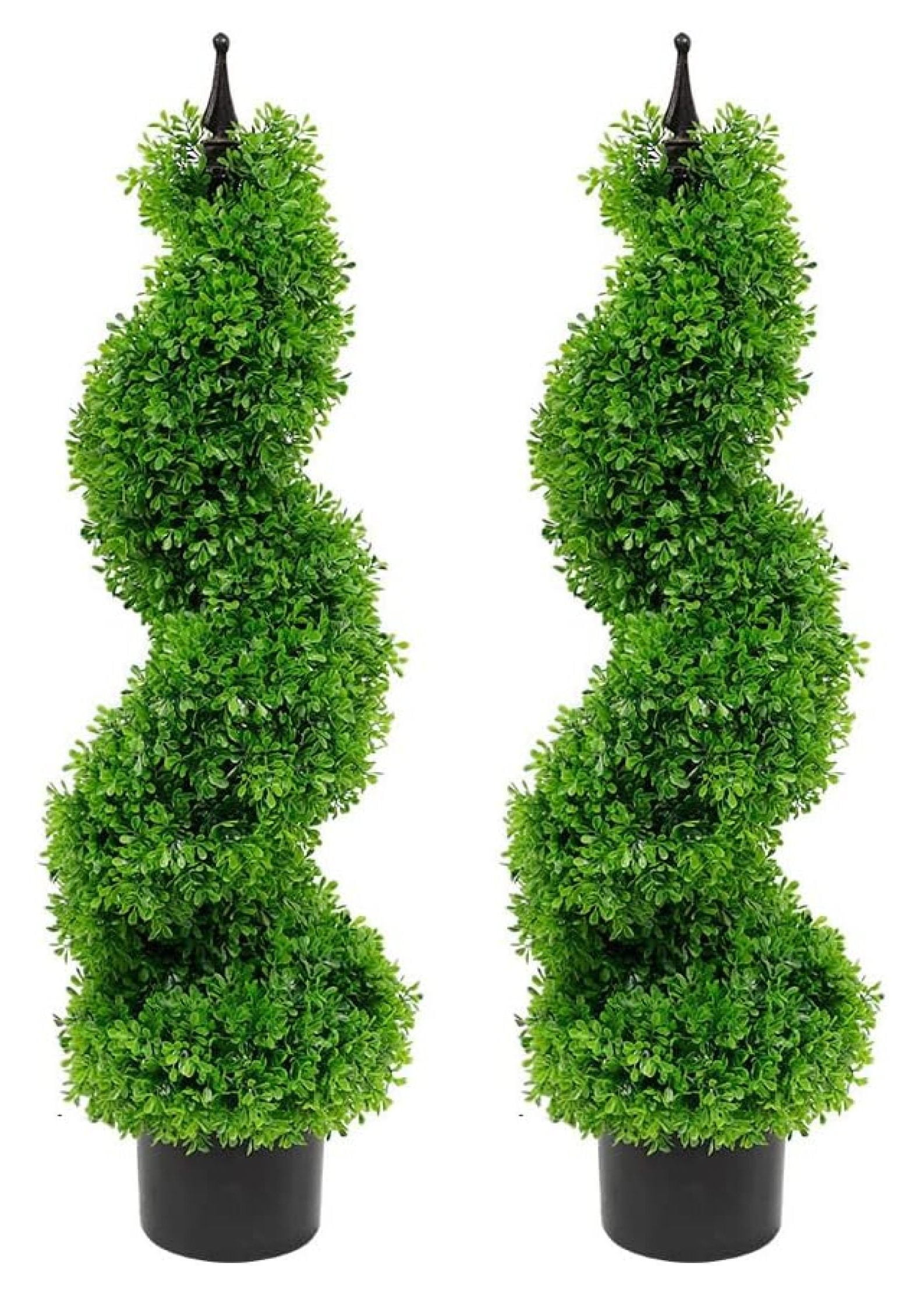 Armada Boxwood Topiary Trees Faux Spiral Artificial Feaux Plants Green