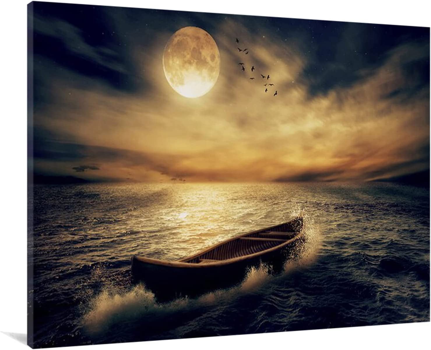 Asdg S Canvas Wall Art Sailboat Sailing Under The Full Moon Canvas