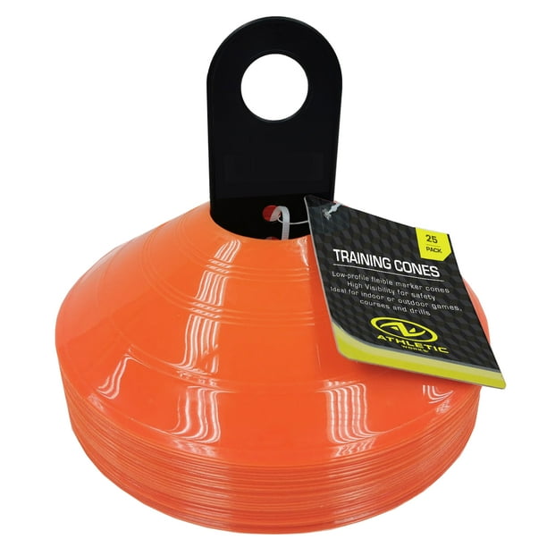 Athletic Works Orange Low-Profile Track and Field Training Cones, 25 Pack, Plastic