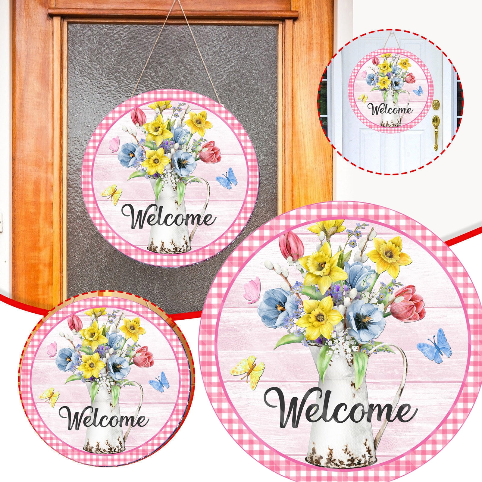 Augper Clearance Metal Welcome Sign Rustic Wall Hanging Plaque