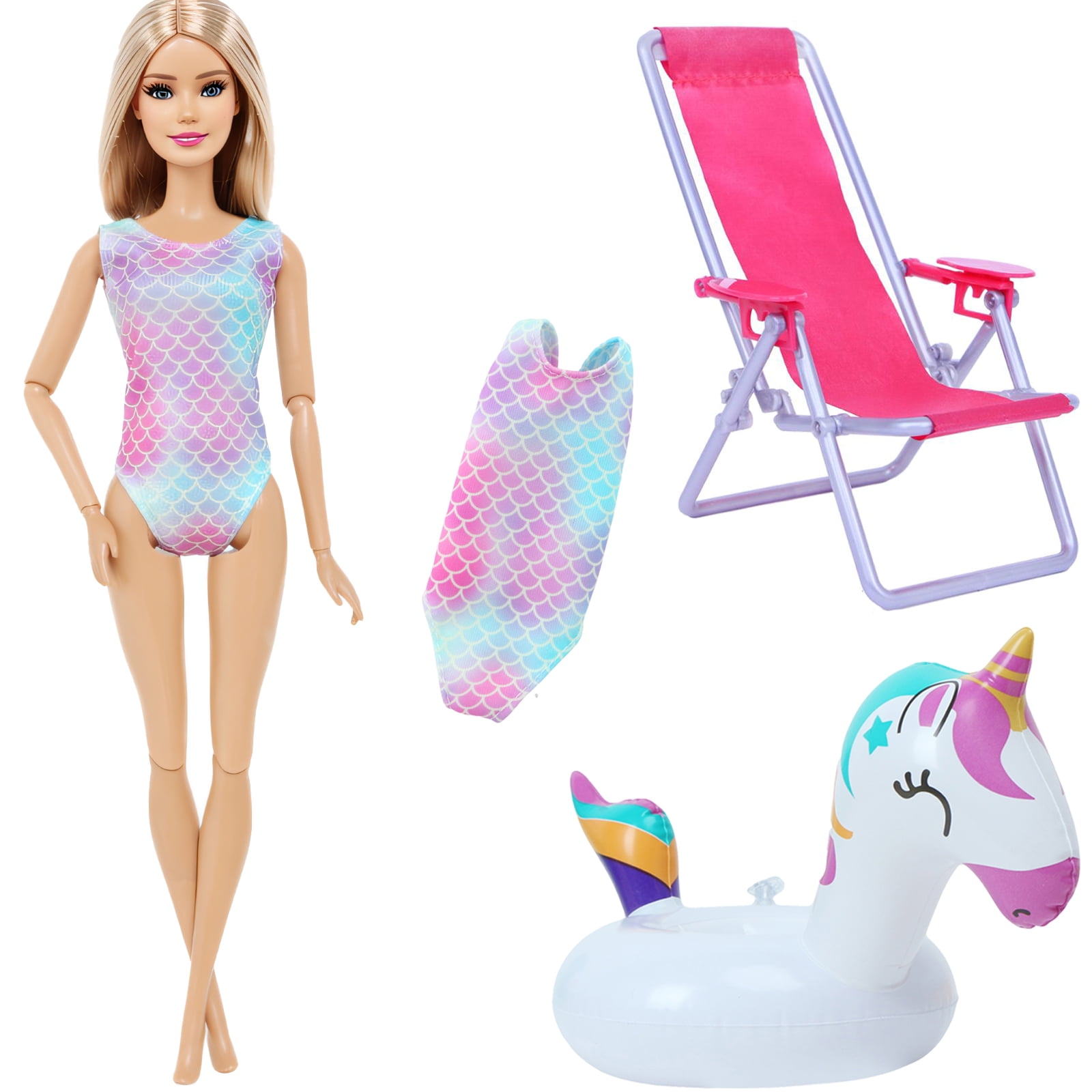 Ba Doll Bie Pcs Set Inch Doll Accessories Cm Bikini Swimsuit Beach Chair Swimming