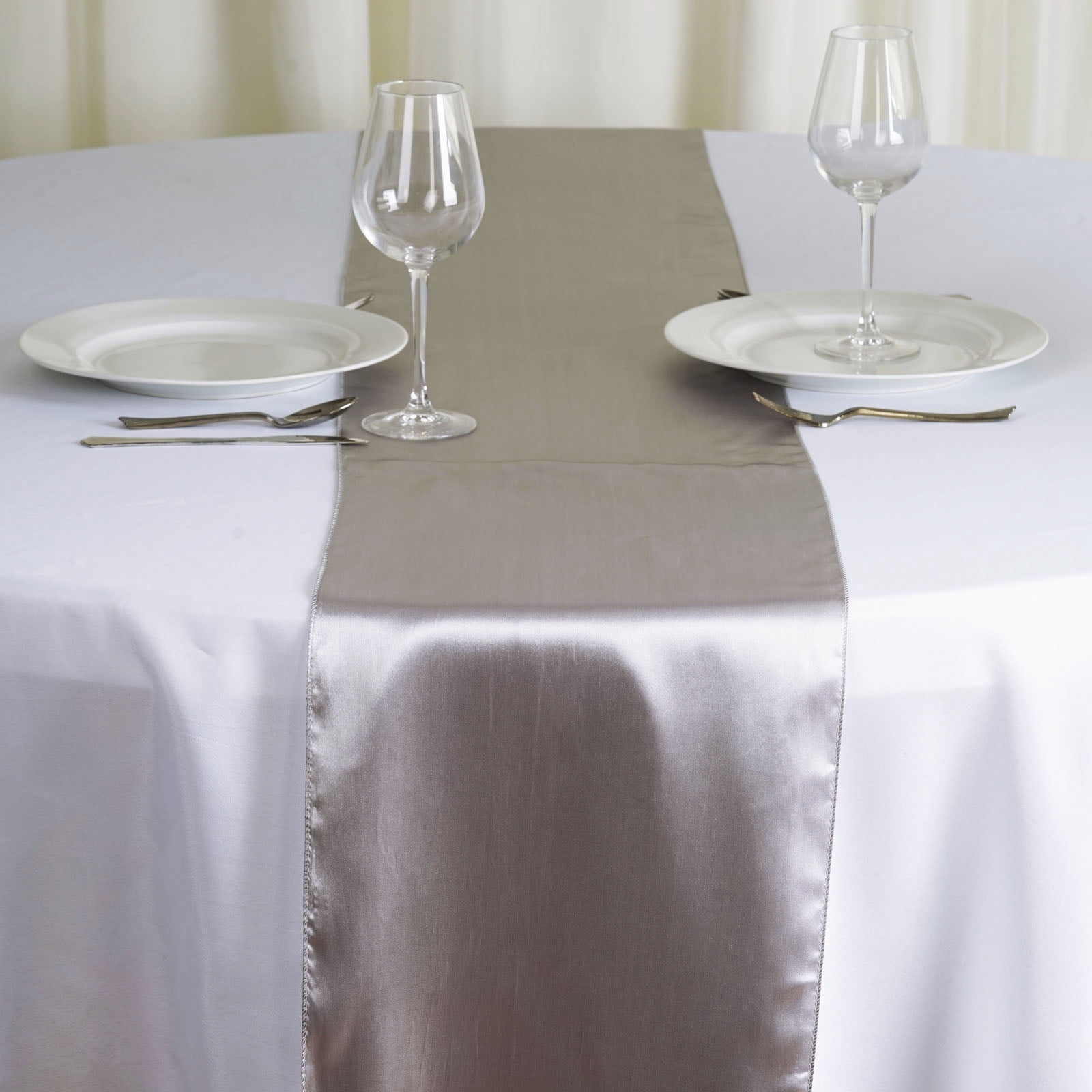 Balsacircle X Satin Table Top Runner Wedding Linens Silver