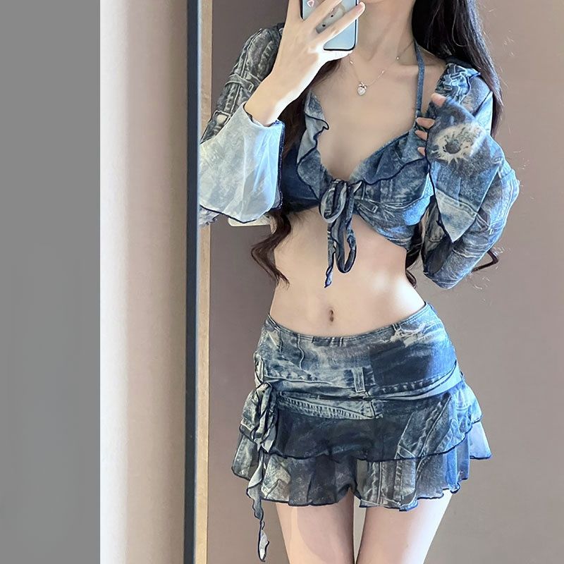 Bandeau Tanga Bikinis Ribbed Bikini Sexy High Cut Bikini Set Brazilian Swimsuit Thong Swimwear