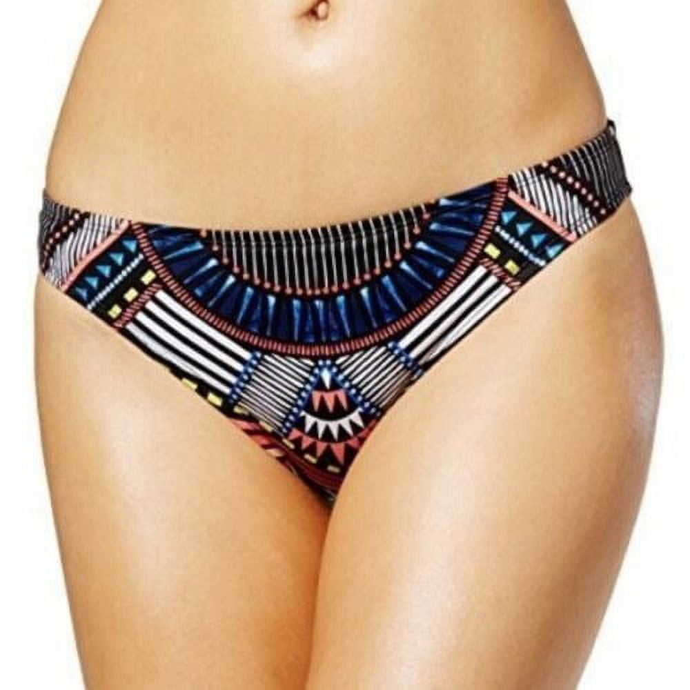 Bar III BLACK MULTI Printed Ruched Back Cheeky Bikini Swim Bottom US X