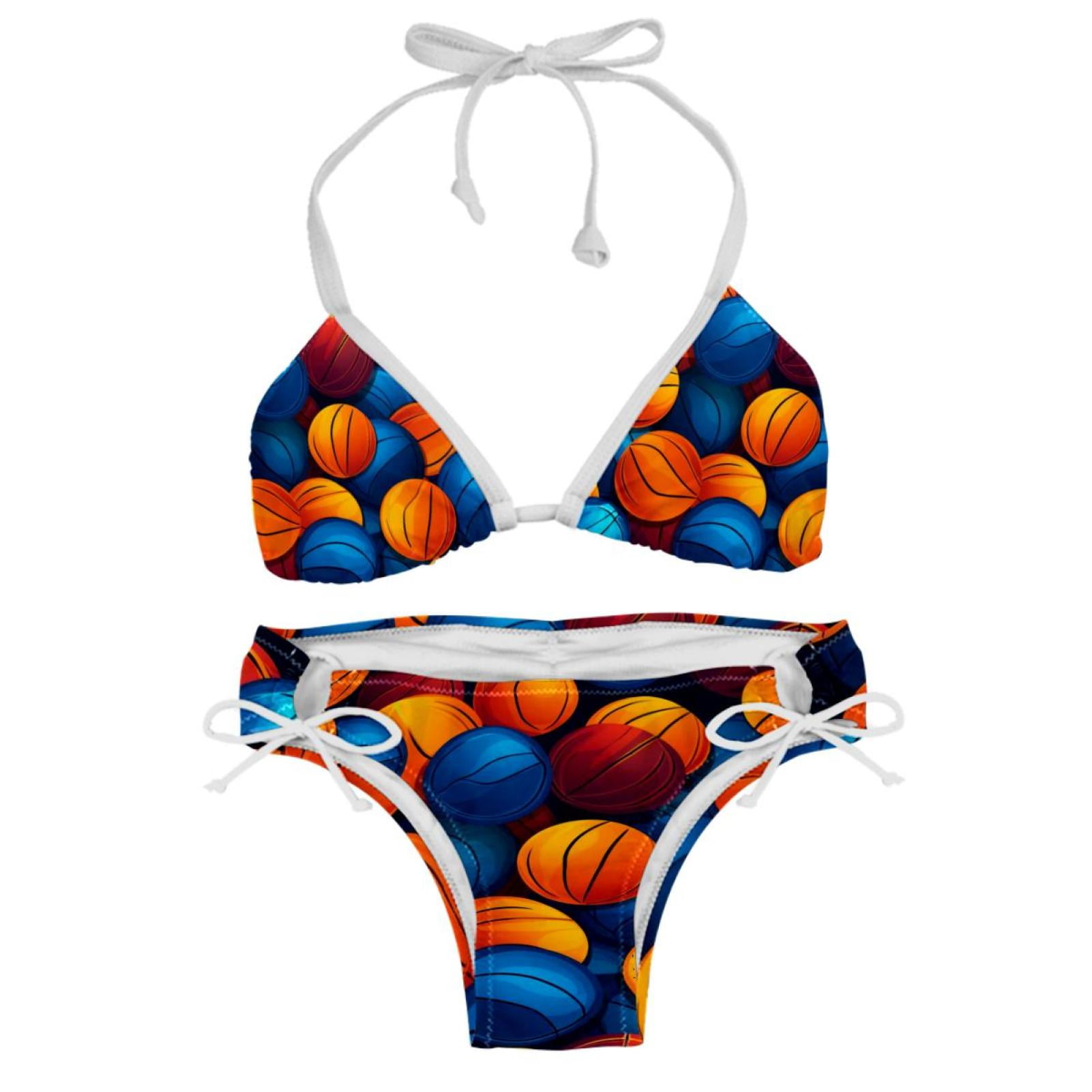 Basketball Detachable Sponge Adjustable Strap Bikini Set Two Pack