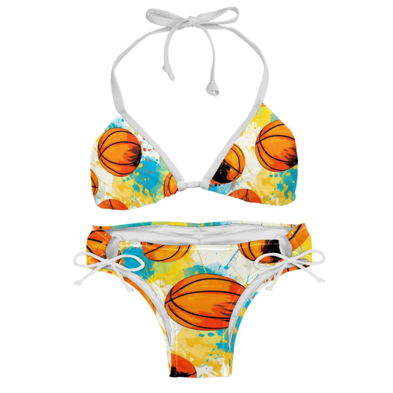 Basketball Swim Wear Detachable Sponge Adjustable Strap Bikini Set Two