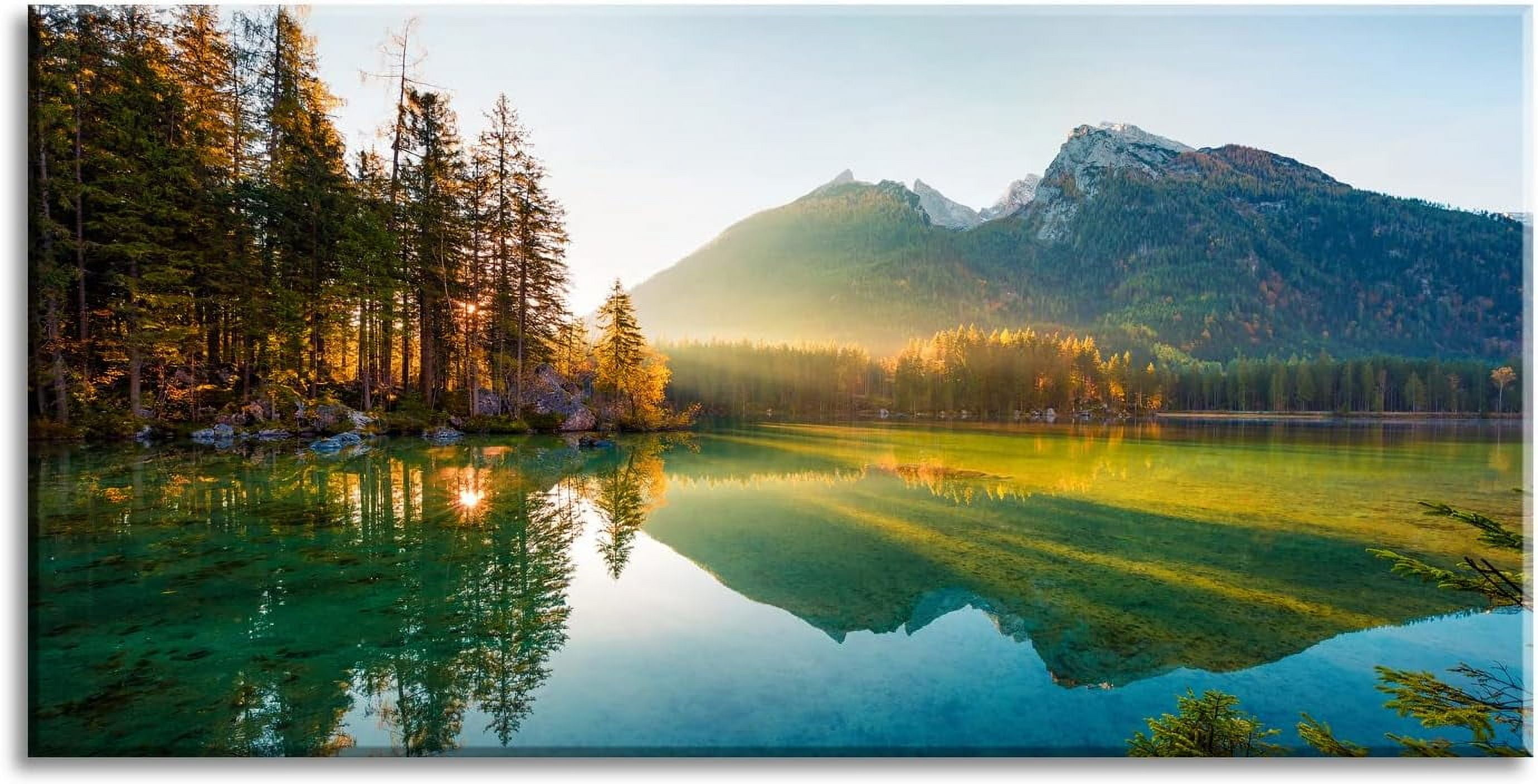 Beautiful Lake Mountain Range Sunrise Sunset Landscape Canvas Wall Art