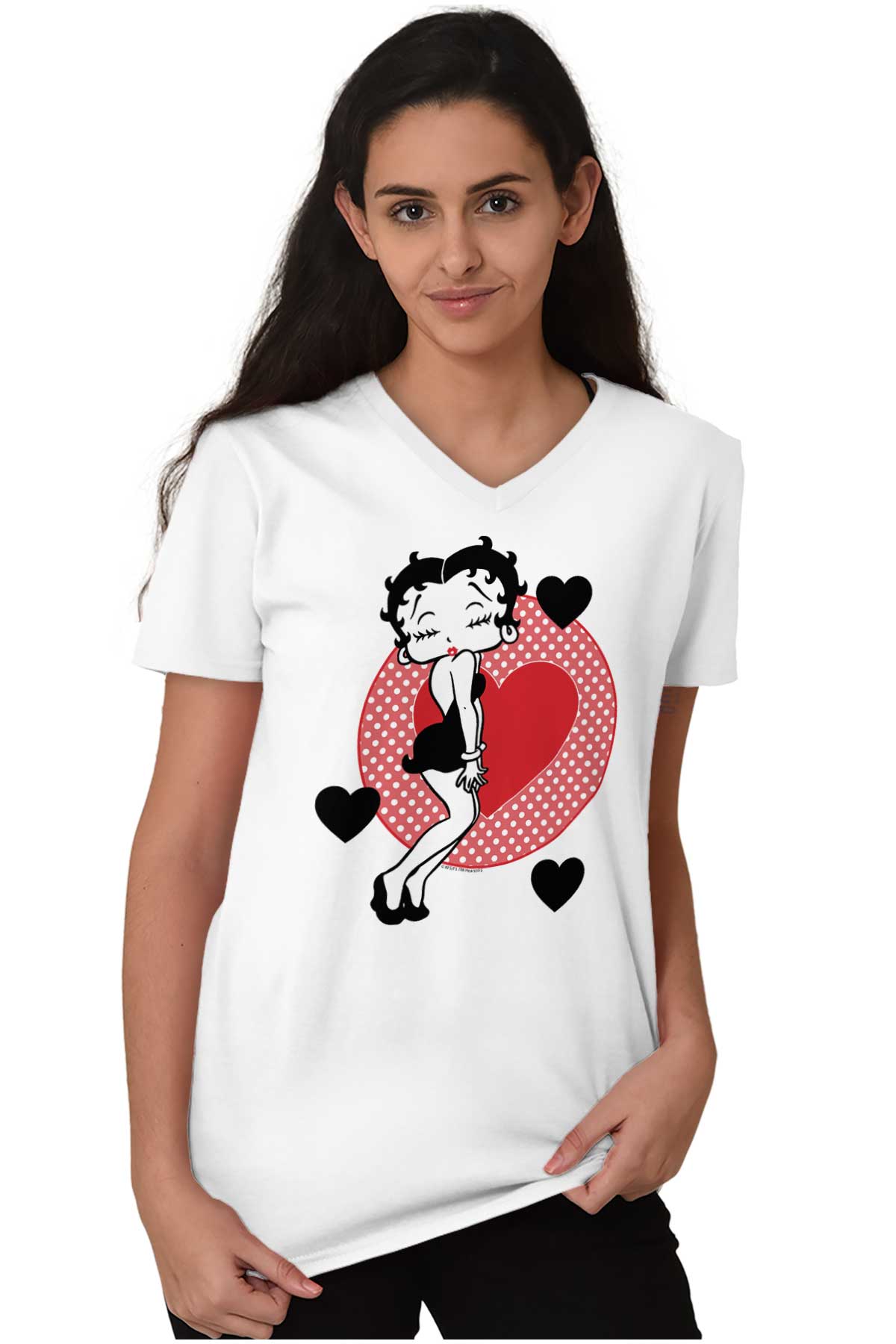 Betty Boop Cute Sassy Kissy Face V Neck T Shirt Tees Women Brisco