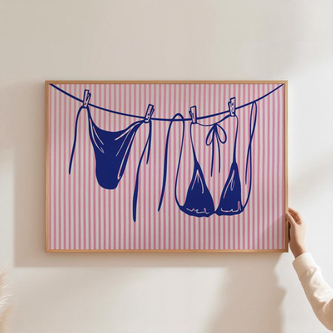 Bikini Art Poster Navy Bikini Beach Illustration Bikini Hanging Poster