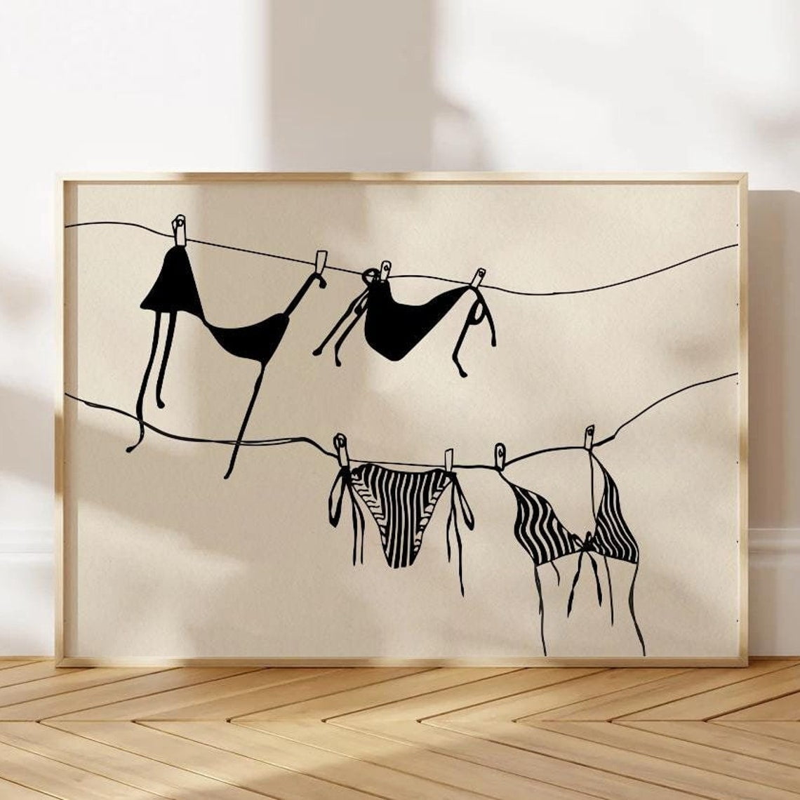 Bikini Hanging Poster Girl Laundry Trendy Wall Art Print Coquette Room Decor Girly Print