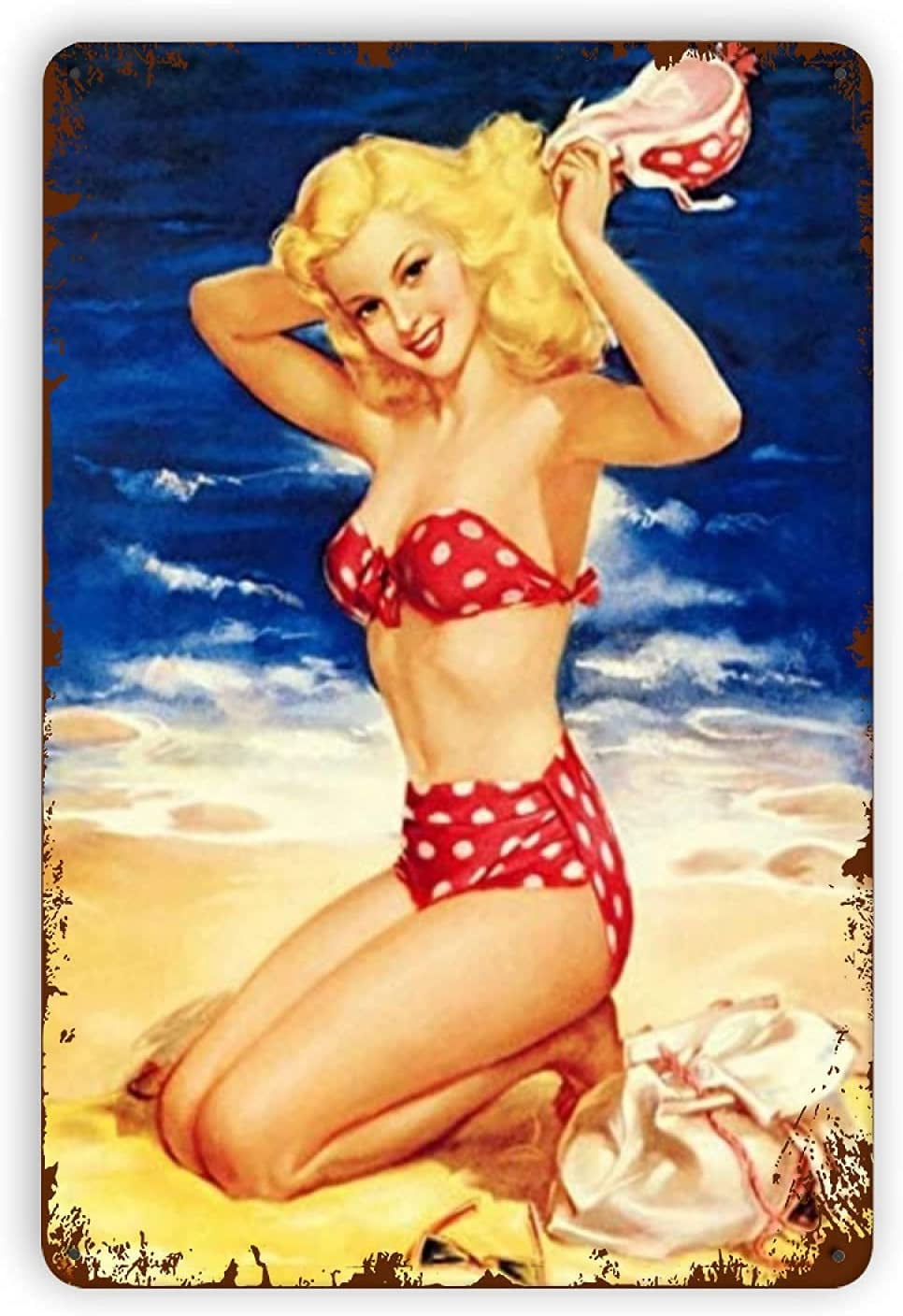 Bikini Pinup Girl Metal Tin Signs Vintage Wall Decor Retro Art Tin