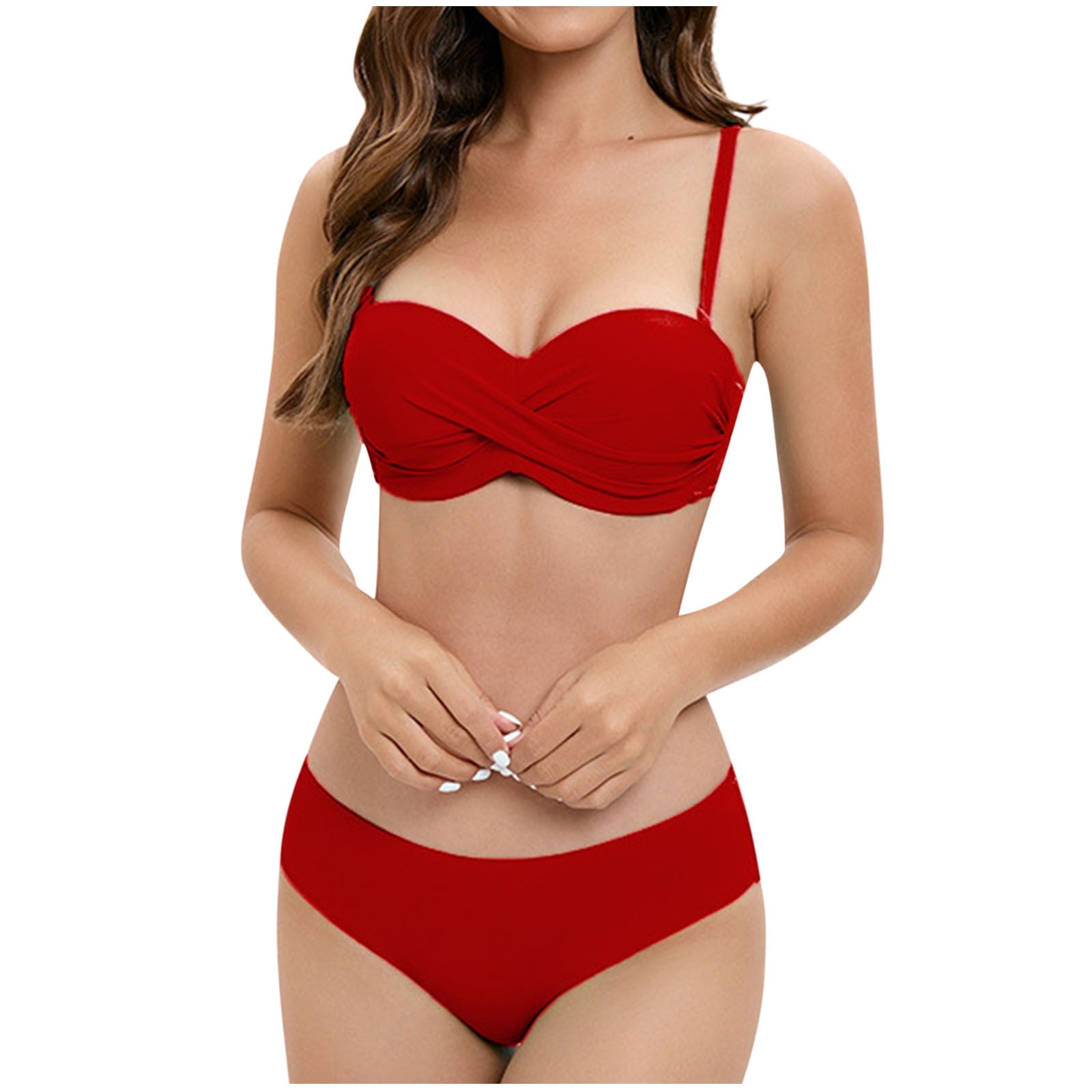 Bikini Set For Women Ruched Two Piece Swimsuits Sexy Spaghetti Straps