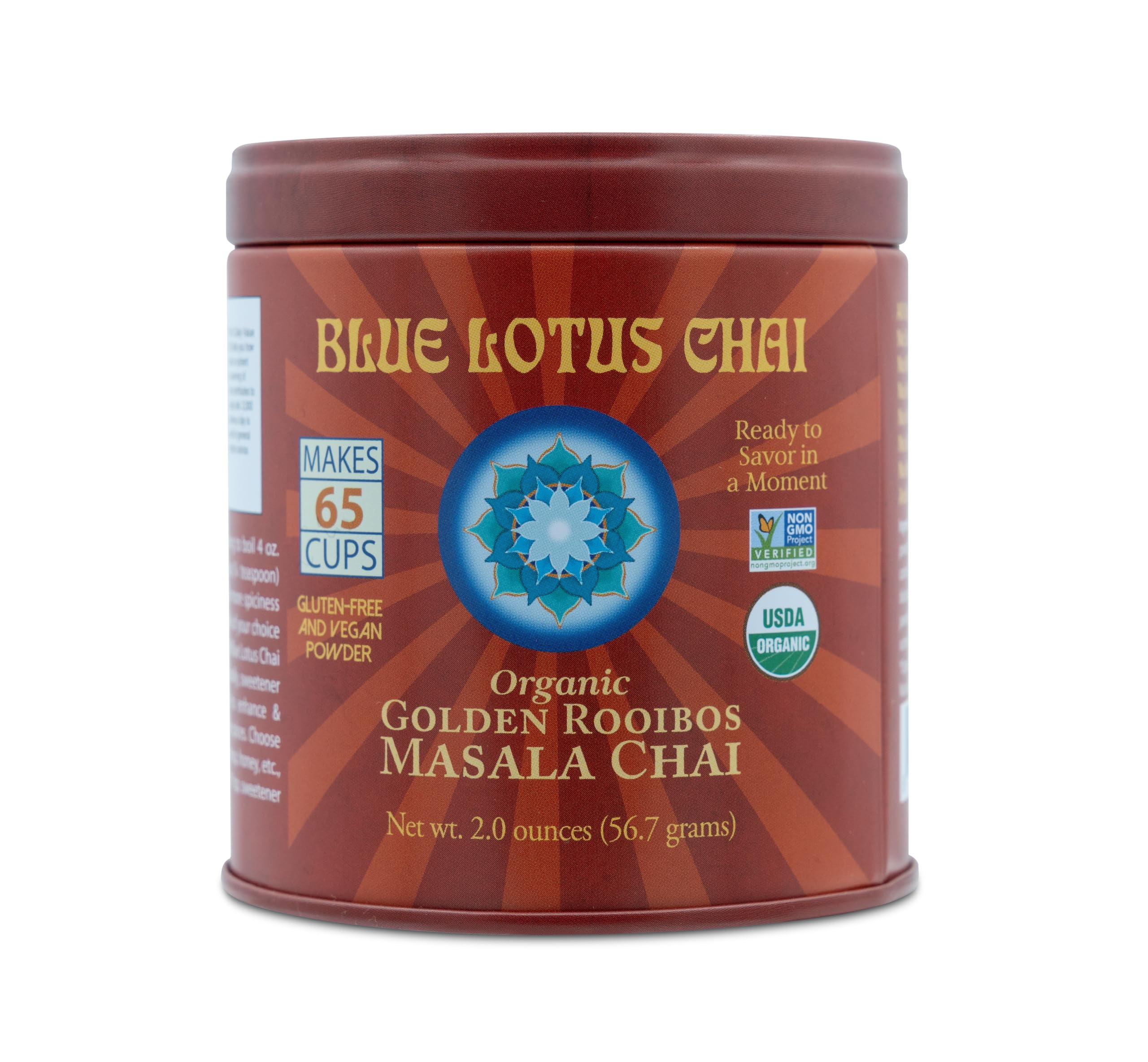 Blue Lotus Chai Golden Rooibos Flavor Masala Chai Makes Cups