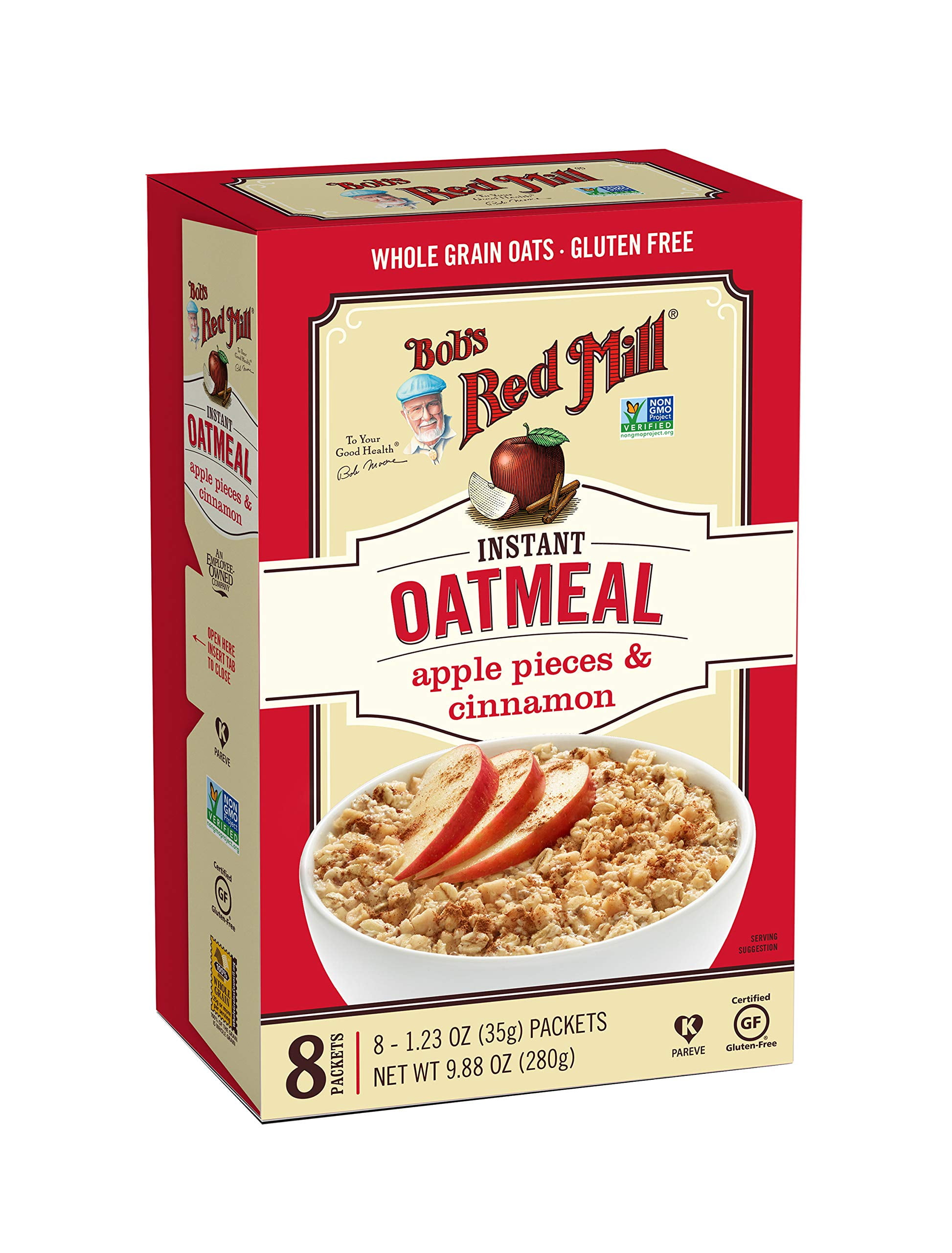 Bobs Red Mill Instant Oatmeal Packets Apple Pieces Cinnamon 8