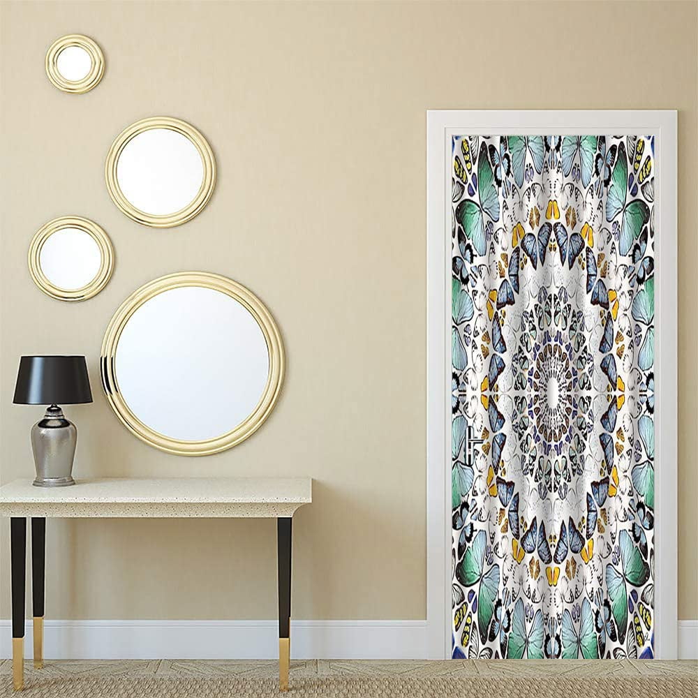 Bohemian Flower Door Sticker Retro Ethnic Style Decal Removable Boho