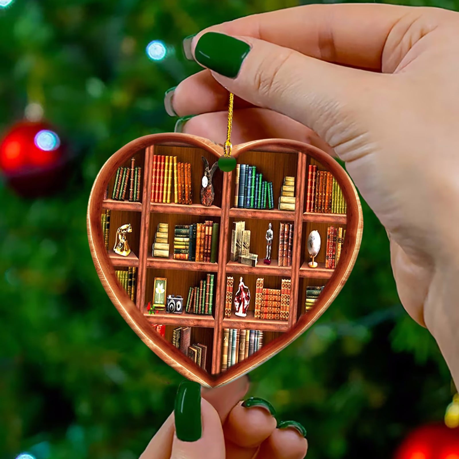 Book Lovers Heart Shaped Bookshelf Pendant Acrylic Ornament Walmart