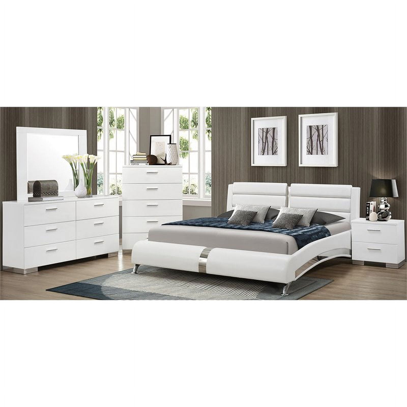 Bowery Hill Piece Faux Leather Queen Bedroom Set In White Walmart