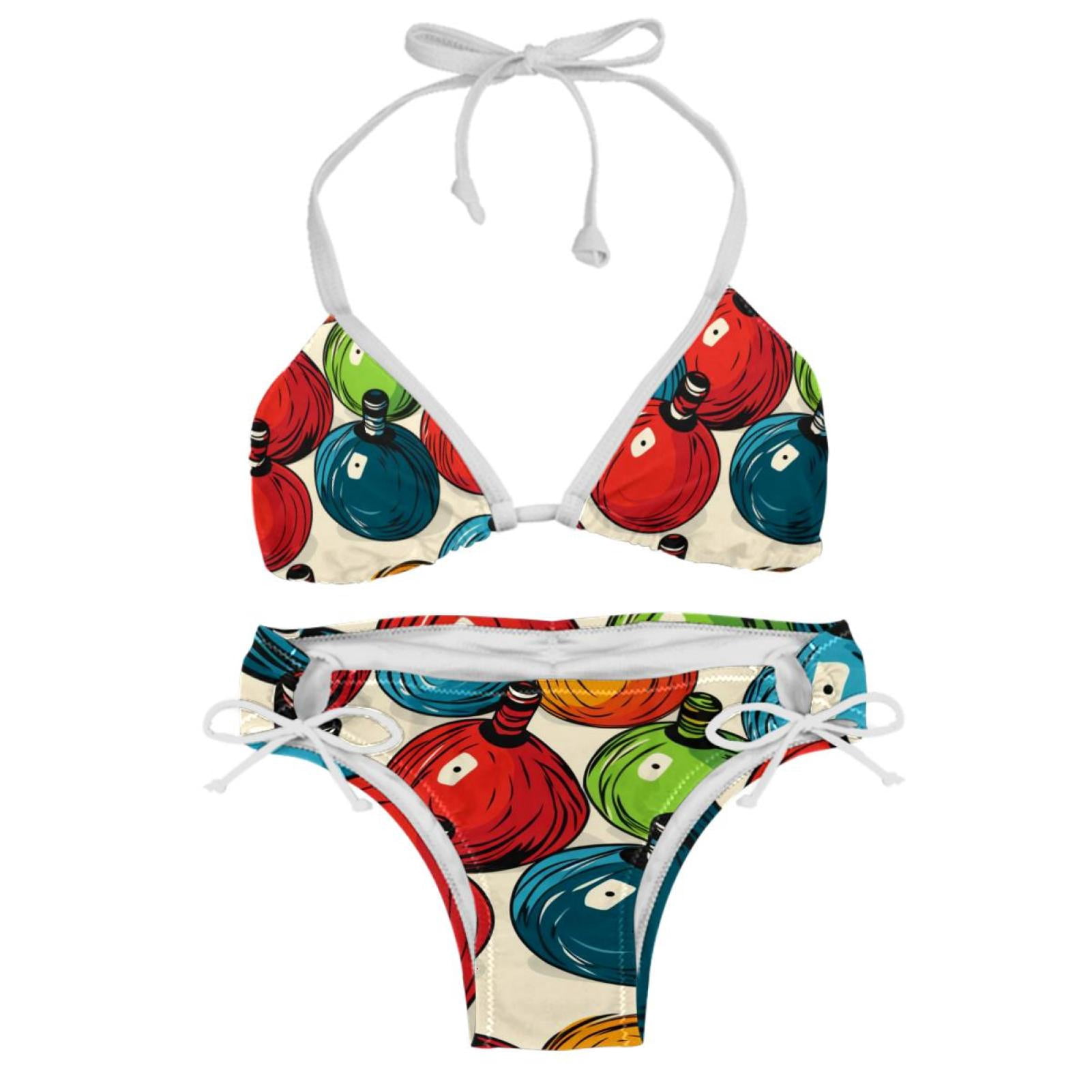 Bowling Adjustable Strap Detachable Sponge Bikini Set Two Pack For