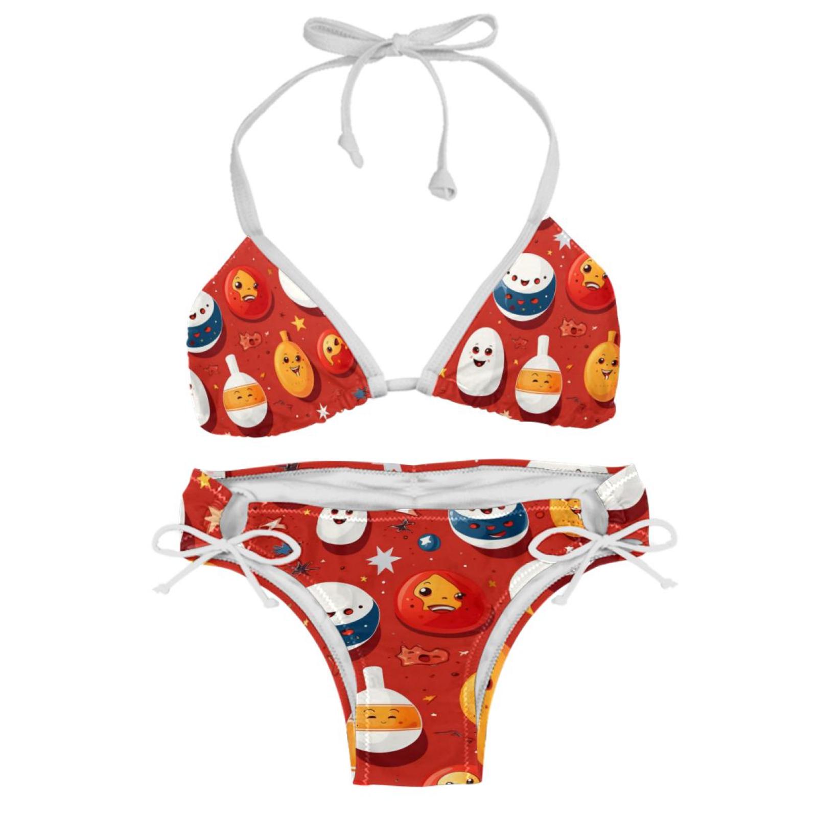Bowling Detachable Sponge Adjustable Strap Bikini Set Two Pack