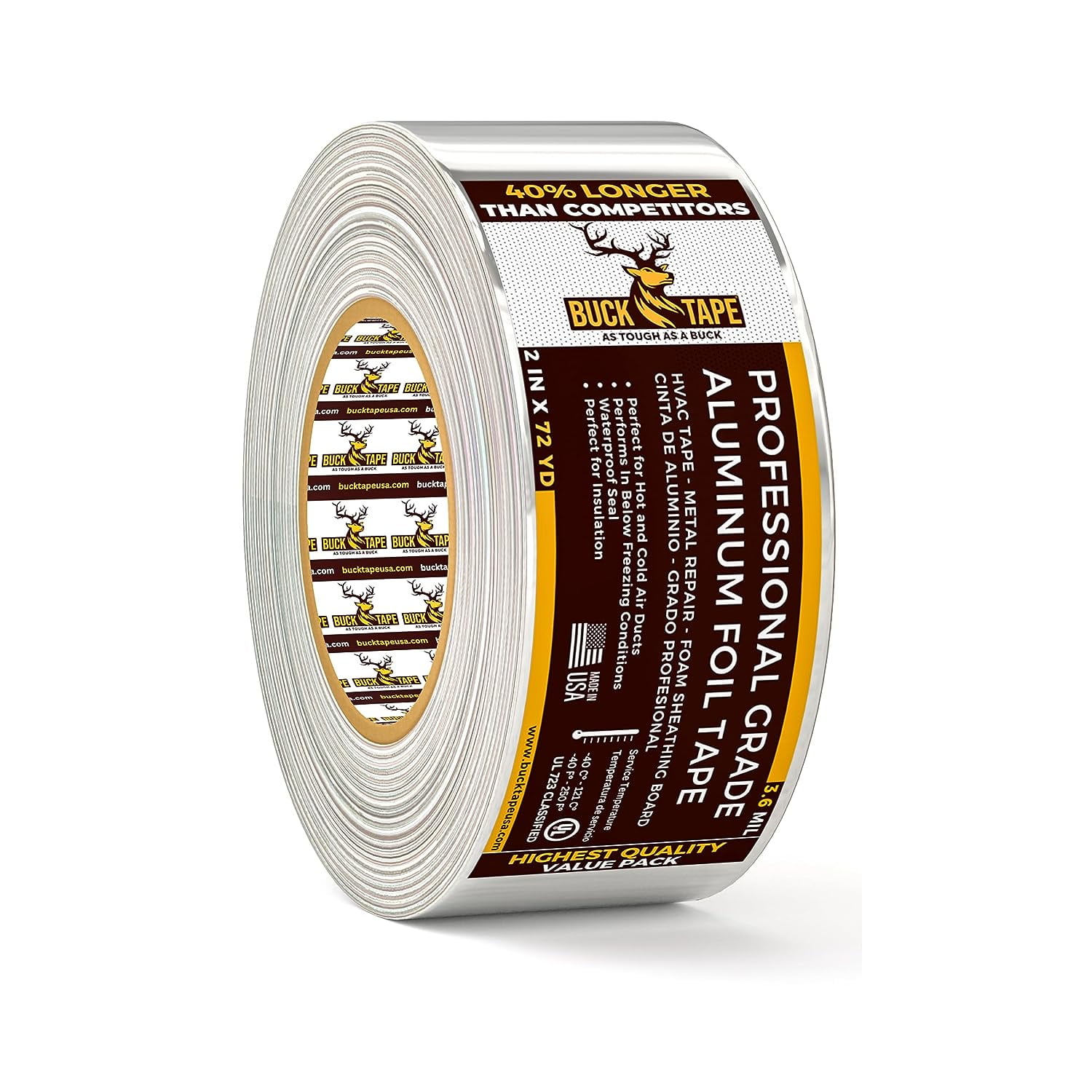 Buck Professional Grade Aluminum Foil Tape Inch X Ft Yd