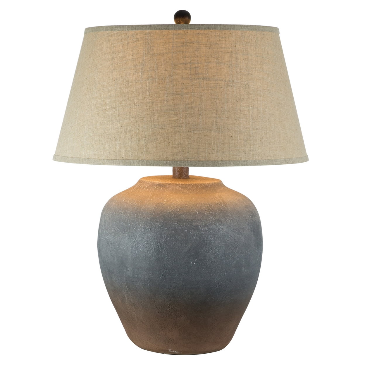 Buen Inch Hydrocal Table Lamp Tapered Drum Shade Urn Base Gray Rust